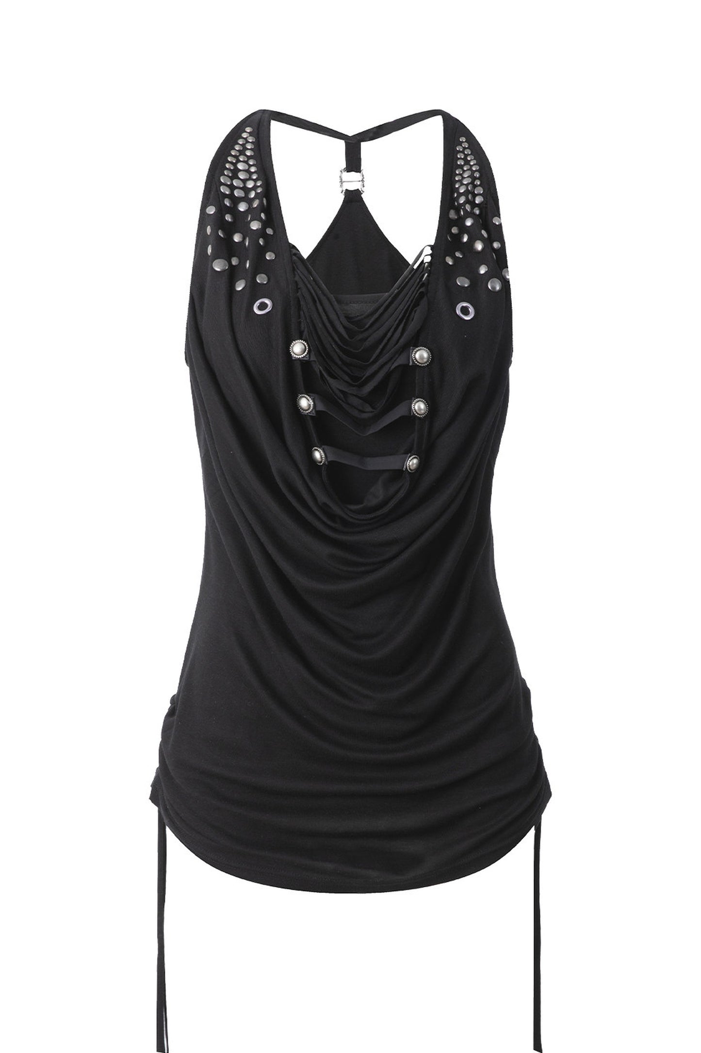 Pleated Rhinestone Halter Top