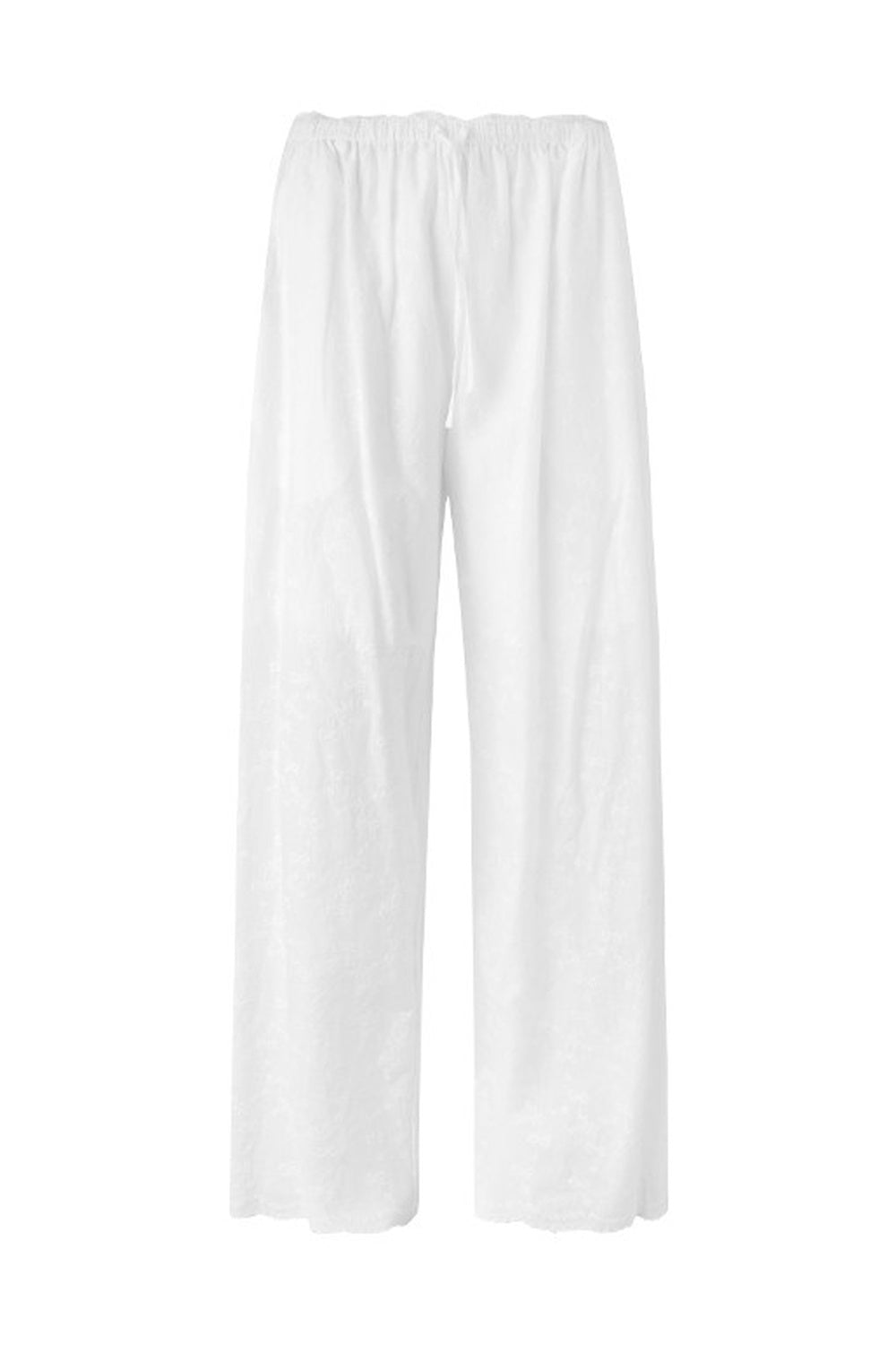 White Cotton Hollow Embroidery Top And Pants Set-Up