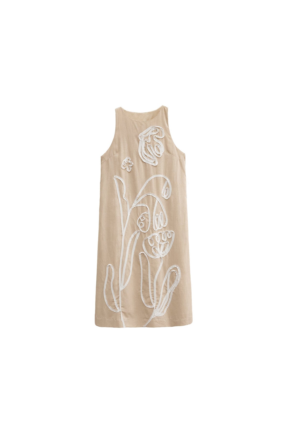 3D Floral Bird Tencel Dress