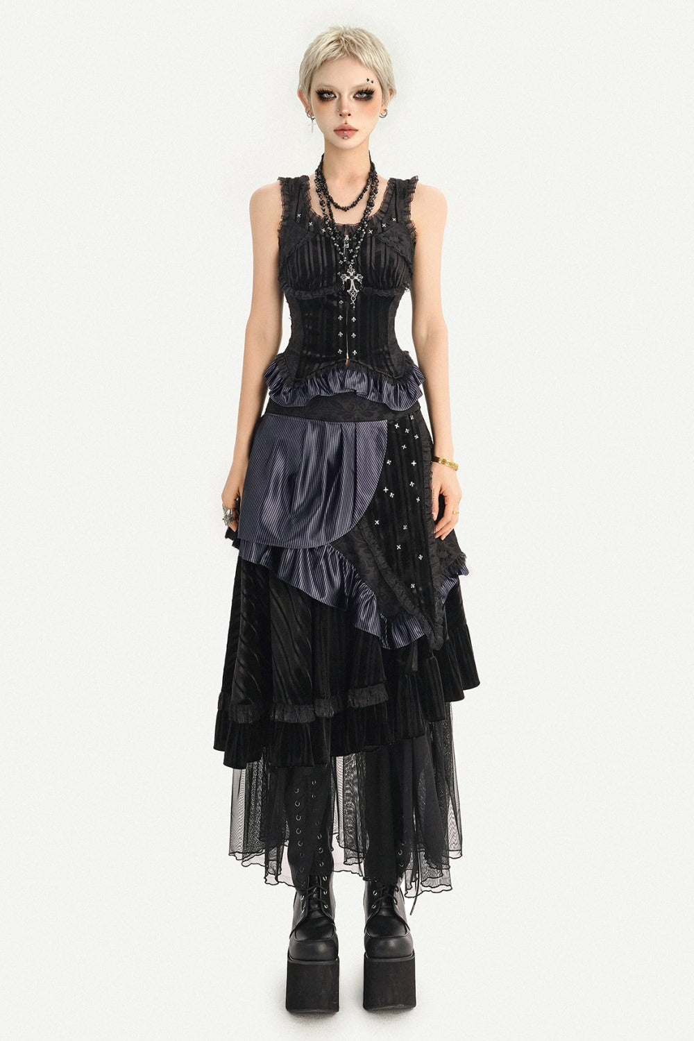 Black Lace Ruffle Camisole