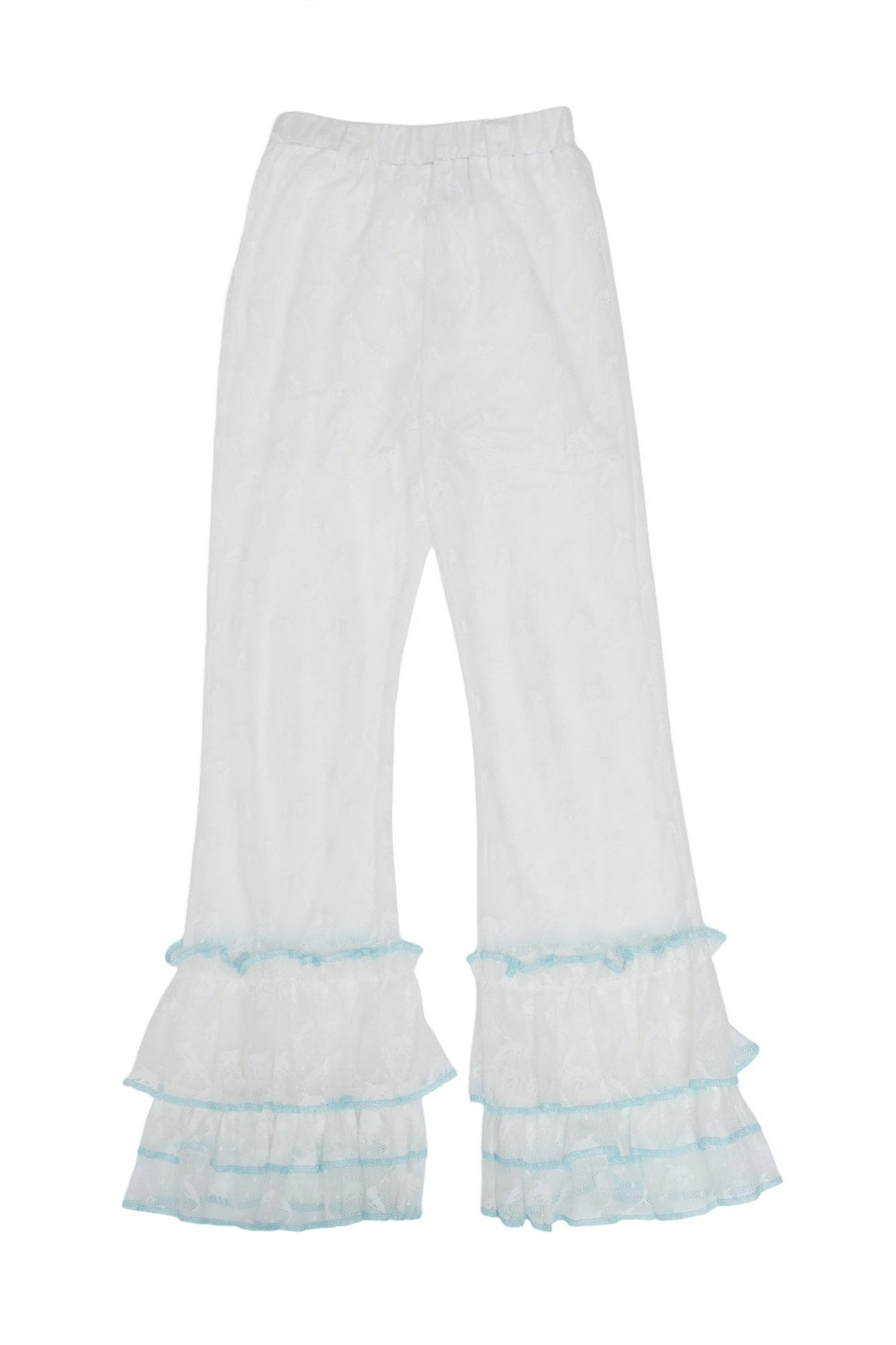 Pantaloni svasati con inserti in pizzo