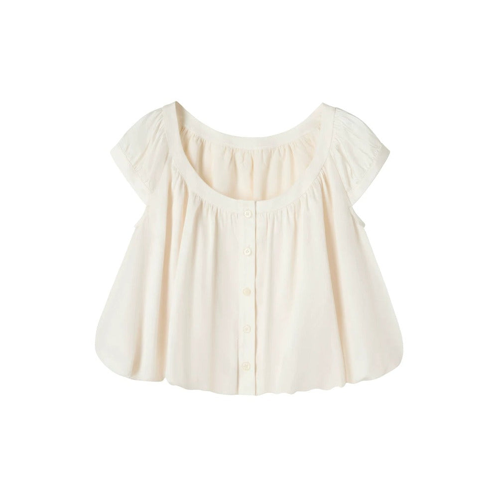 Off-White Flutter Sleeve Blouse