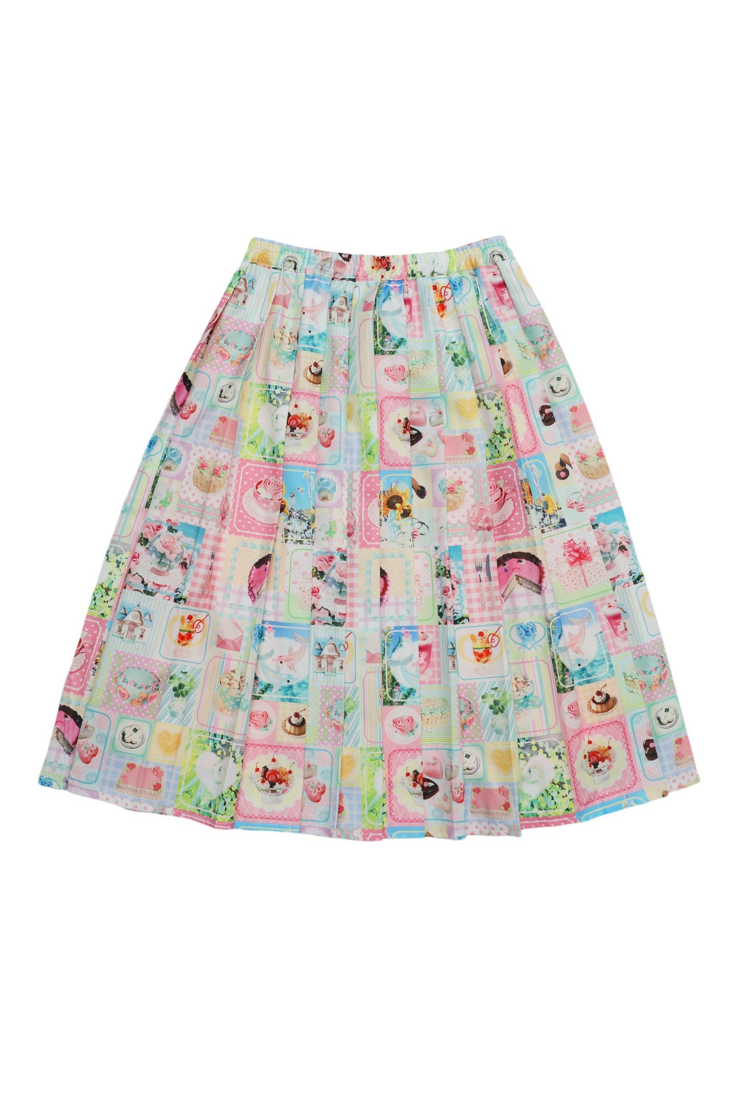 Patchwork Pleated Skirt