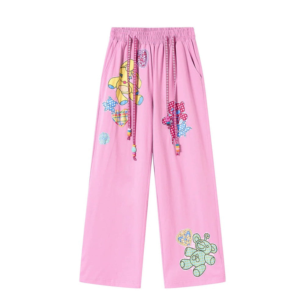 Pantalon de jogging rose à empiècements