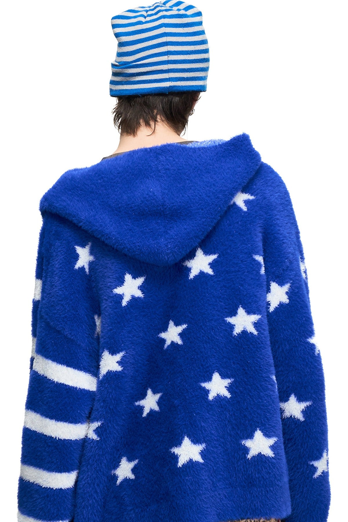 Blue Star Jacquard Hooded Cardigan