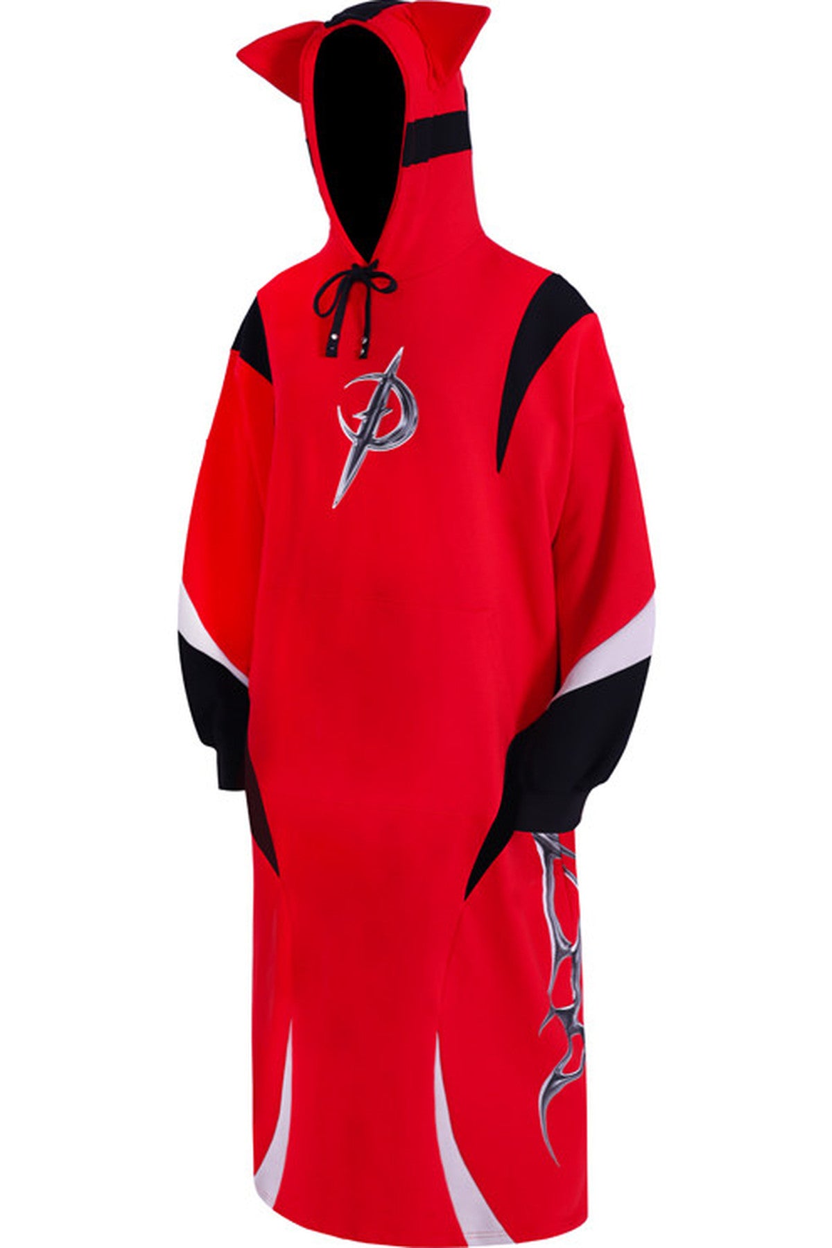 Cat Ear Spliced Racing Stripe Long Hoodie