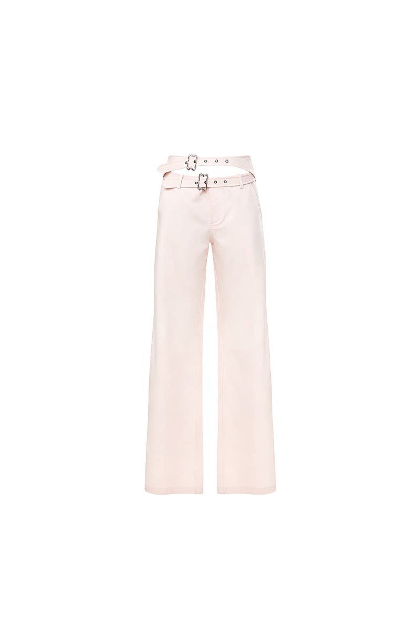 Pink Double Waistband Low-Waist Pants