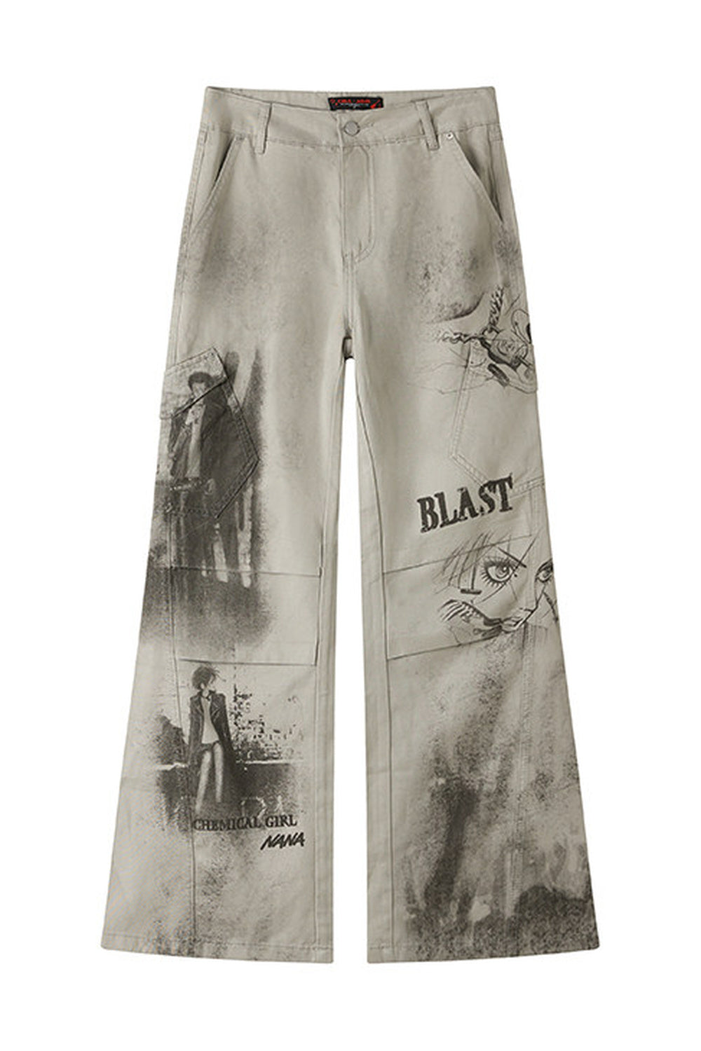 Distressed Patchwork Flared Pants