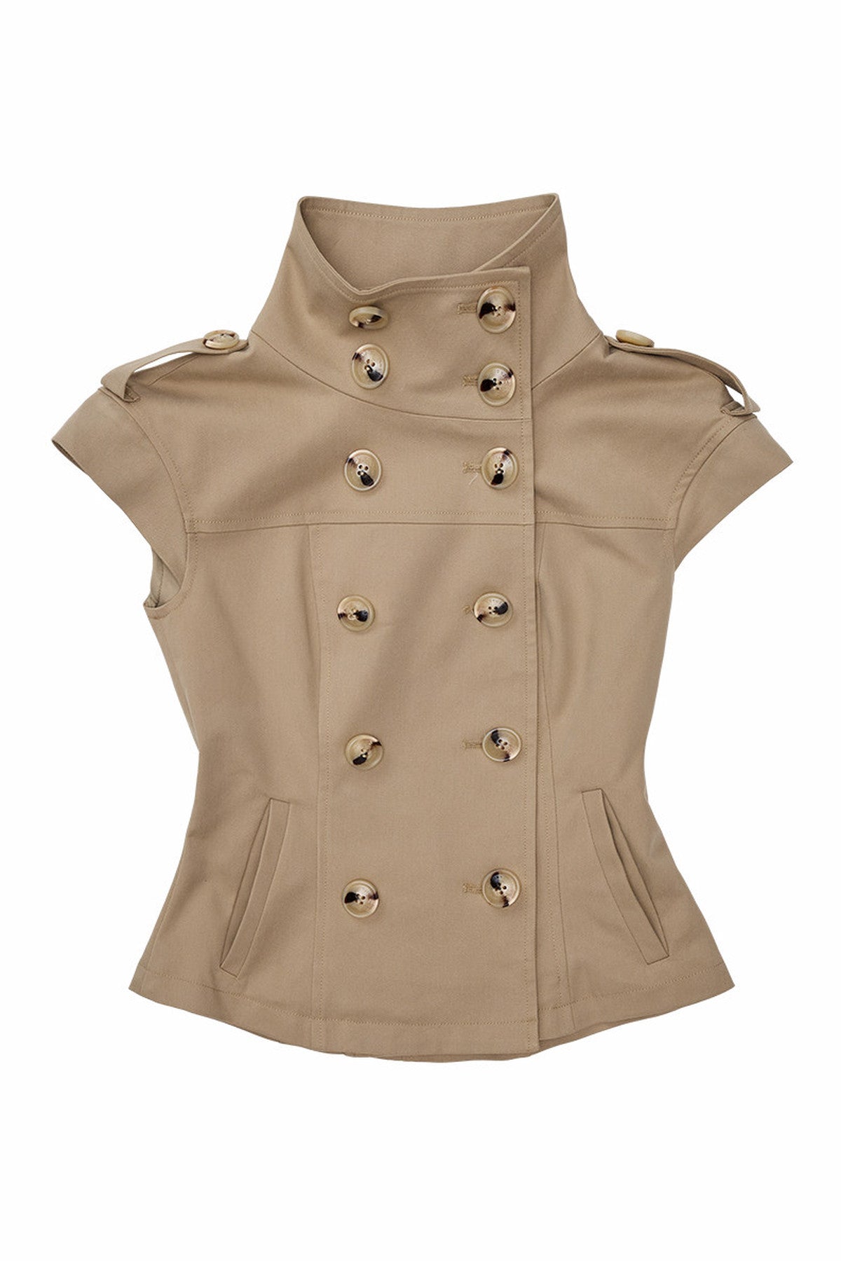 Stand Collar Double-Breasted Jacket