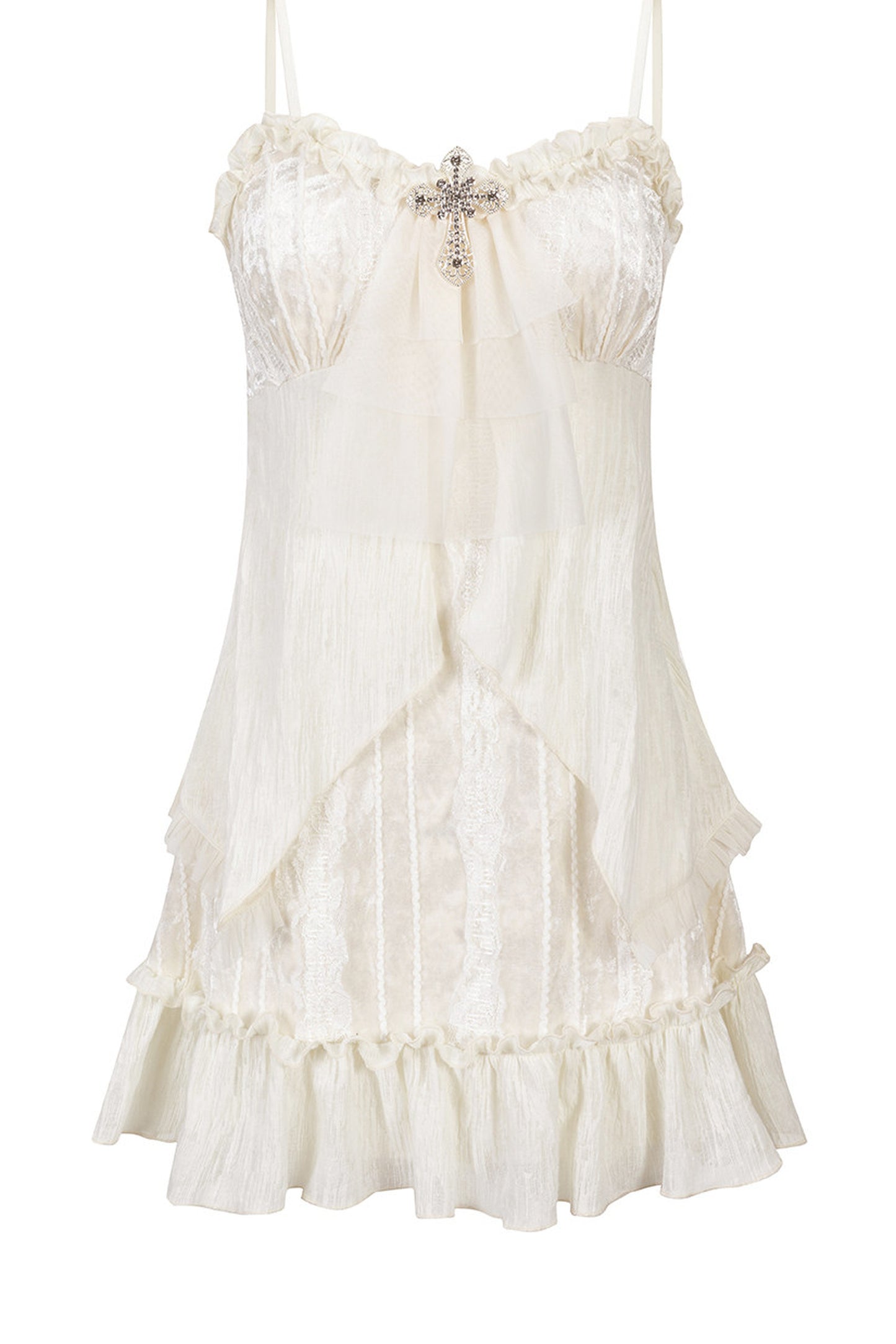 Chiffon Lace Ruffled Dress