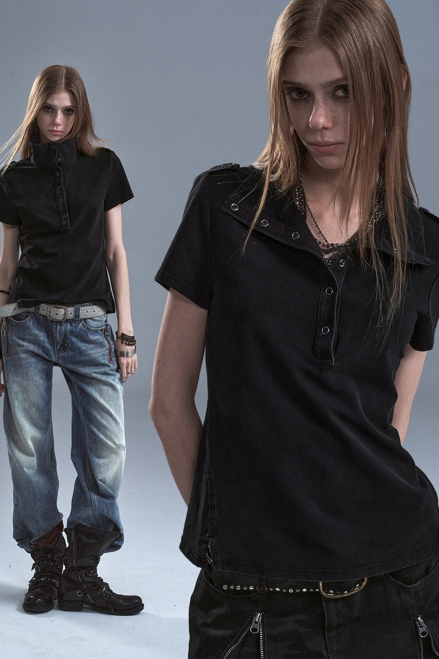 Distressed Pique Texture T-Shirt