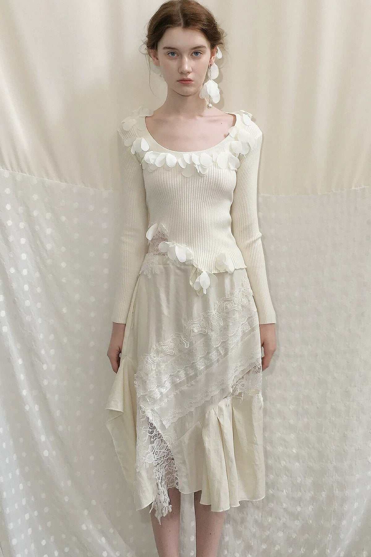 Mid-Length Lace Patchwork Skirt