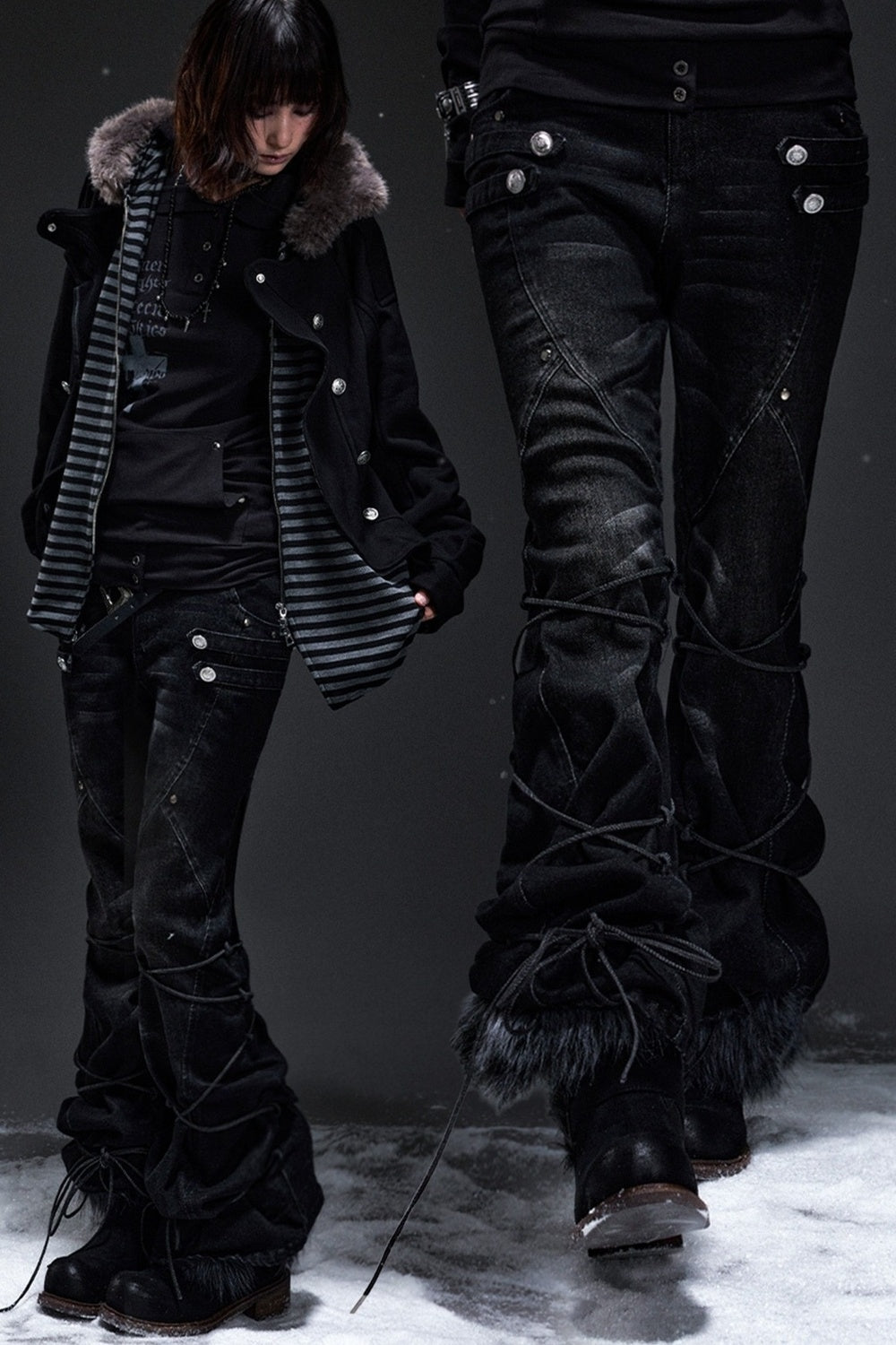 Punk Palace Lace-Up Flared Jeans