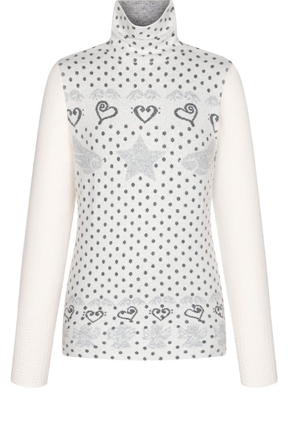 High-Neck Polka Dot Jacquard Sweater