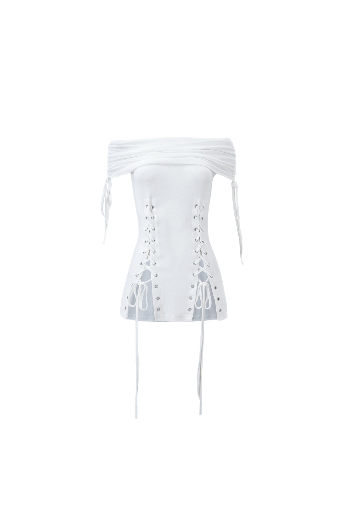 Off-Shoulder Laced Stretch T-Shirt