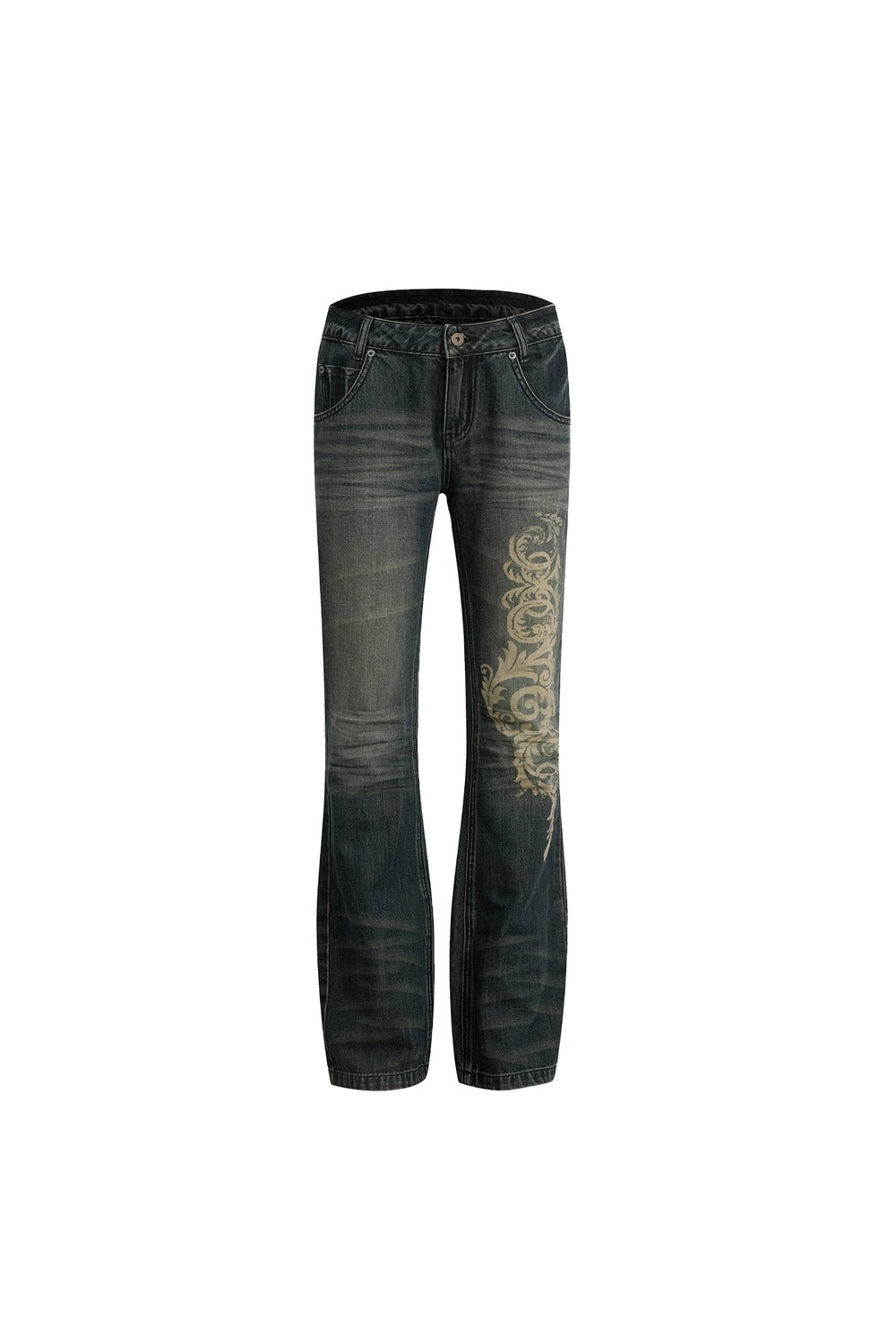 Distressed Baroque Flared Jeans