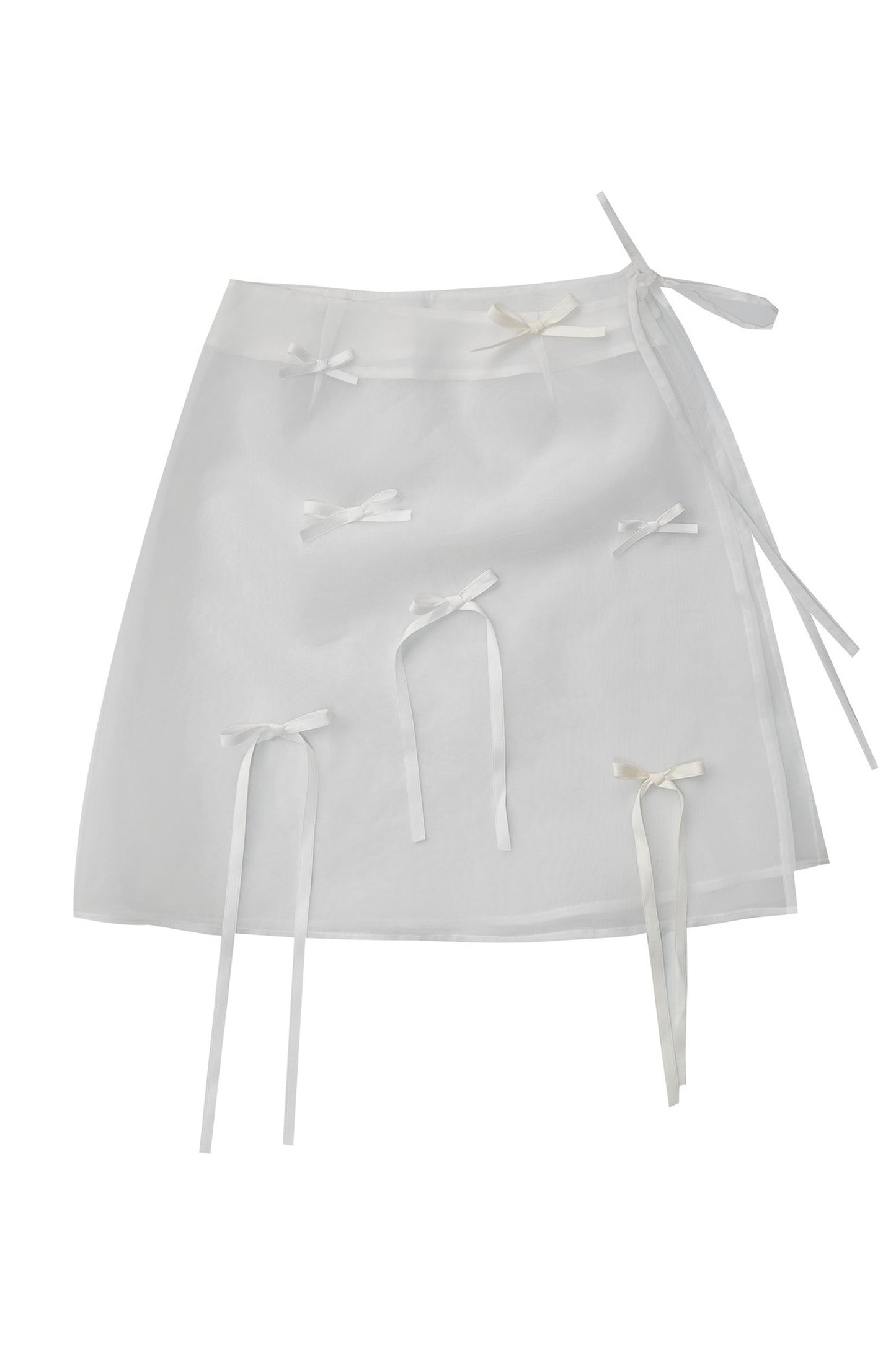 Transparent Doll Print Bowknot Apron Skirt