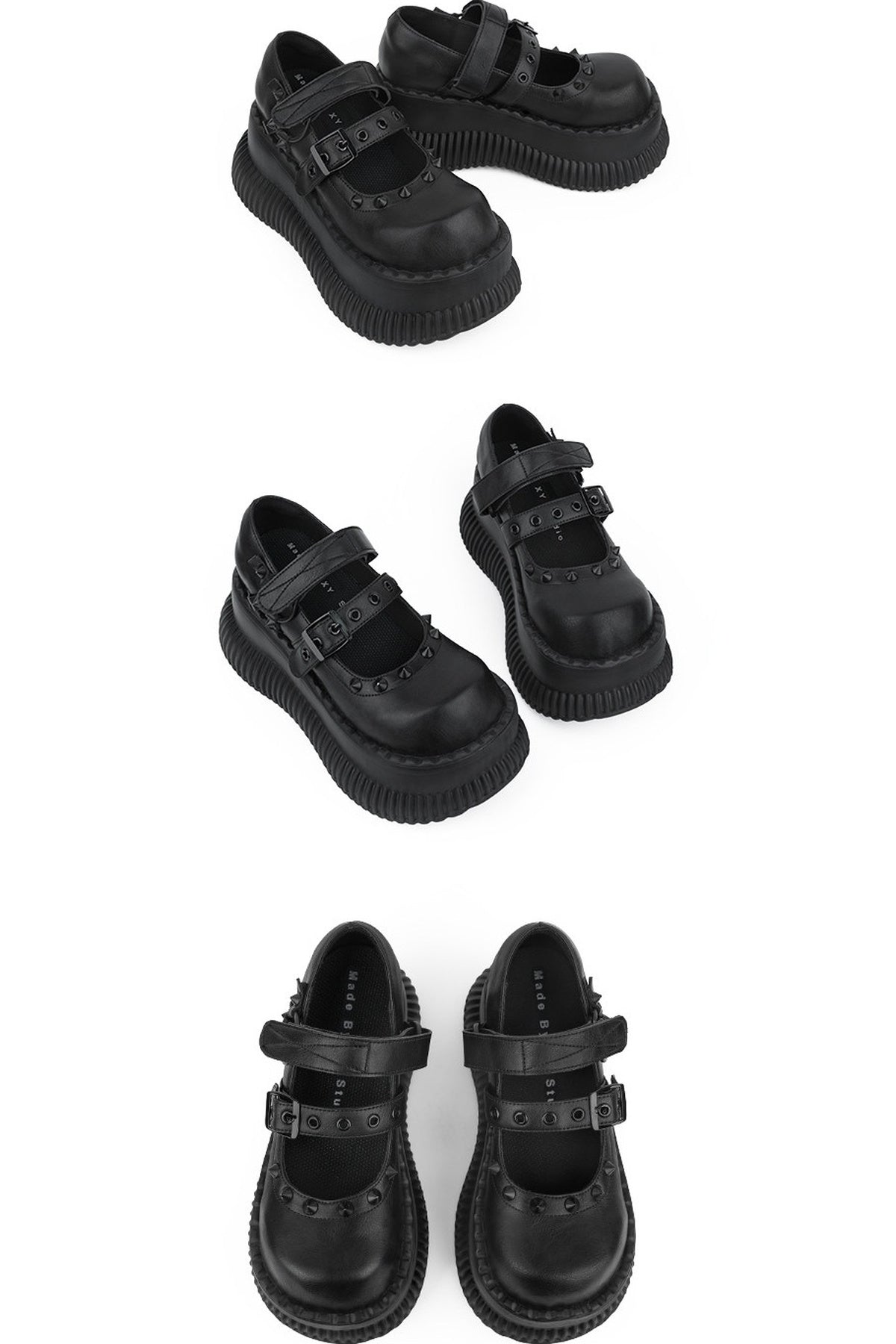 Studded 7cm Height-Increasing Platform Mary Jane Shoes