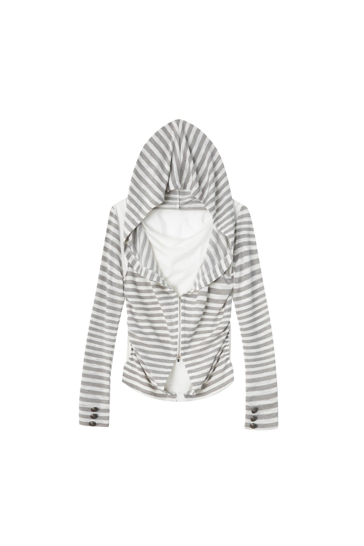 Zipper Long-Sleeved Striped Hoodie