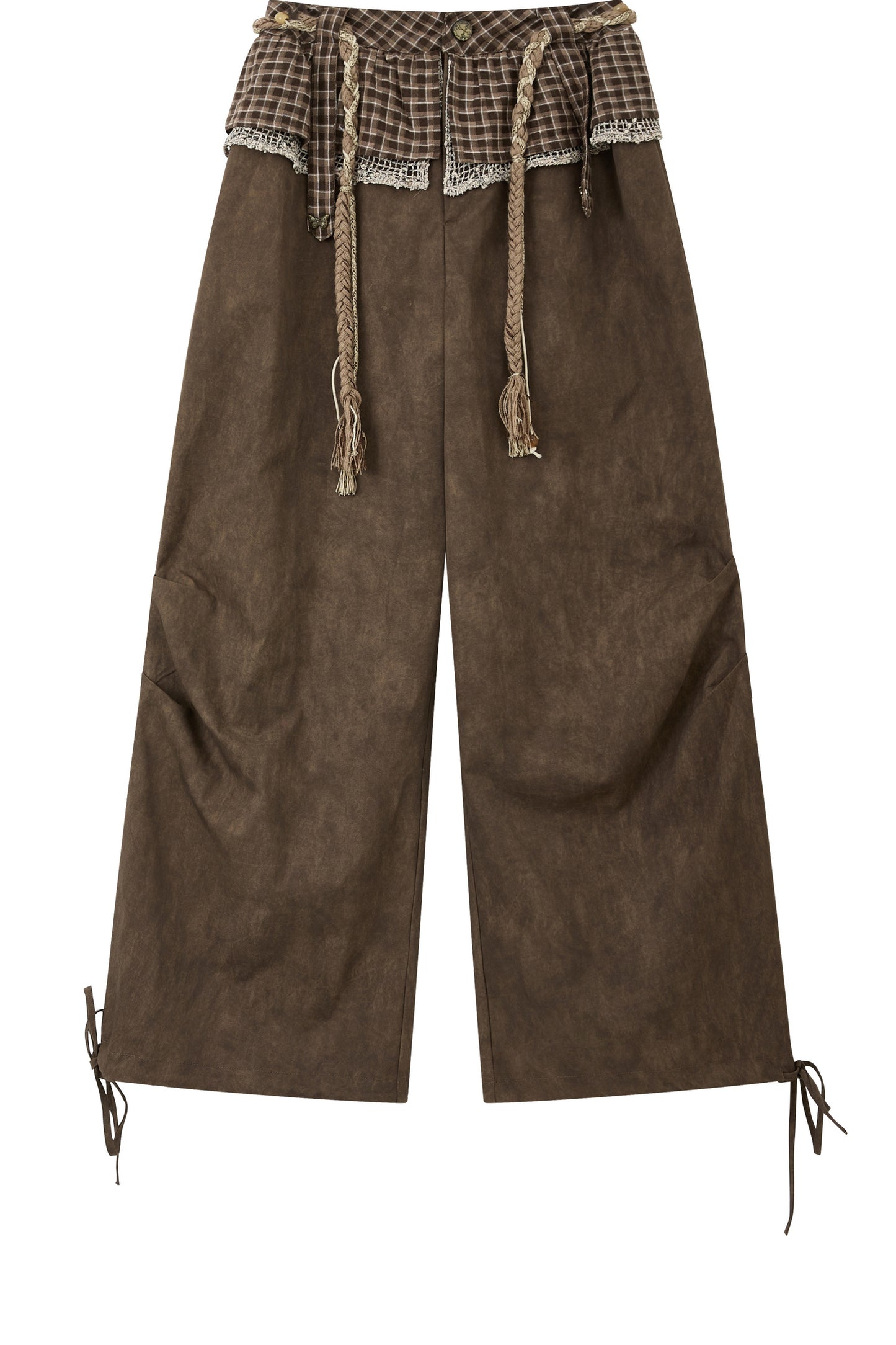 Plaid Tie-Waist Wide Leg Pants