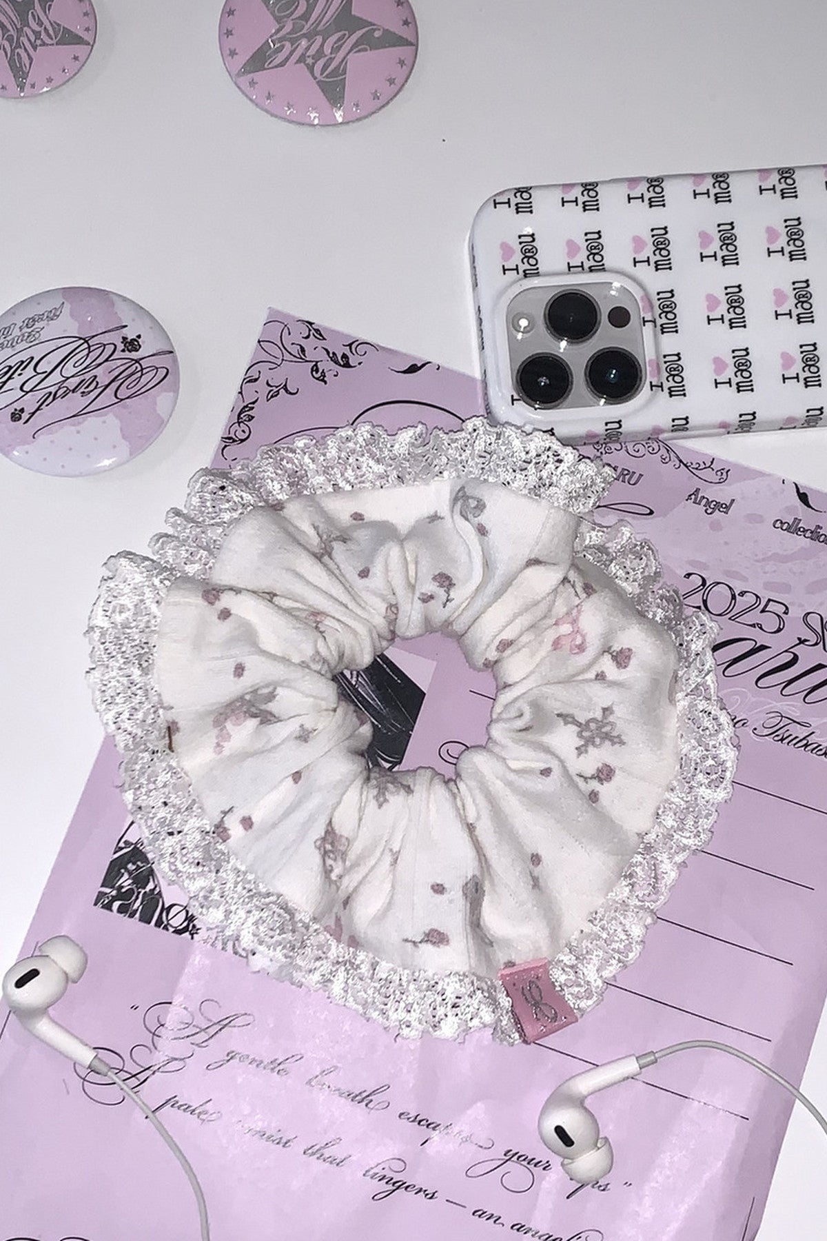 Cross Floral Hair Tie Scrunchie