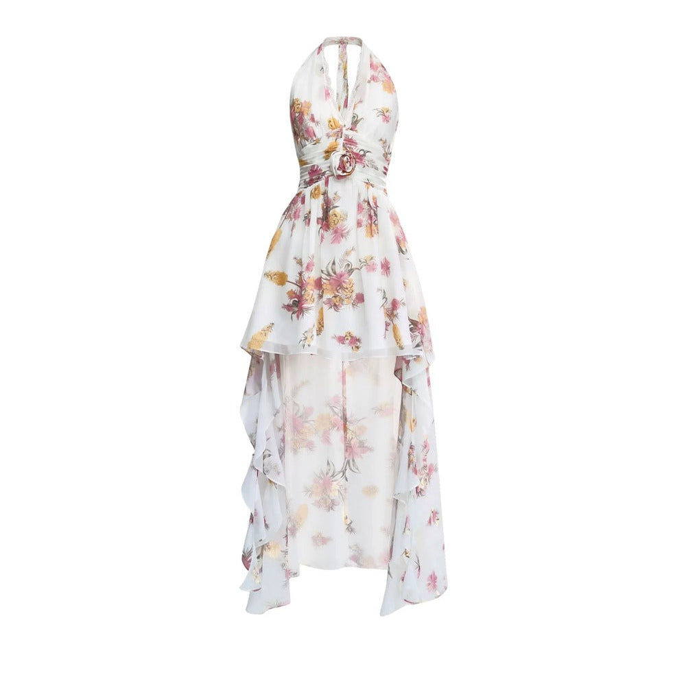Chiffon Floral V-Neck Dress