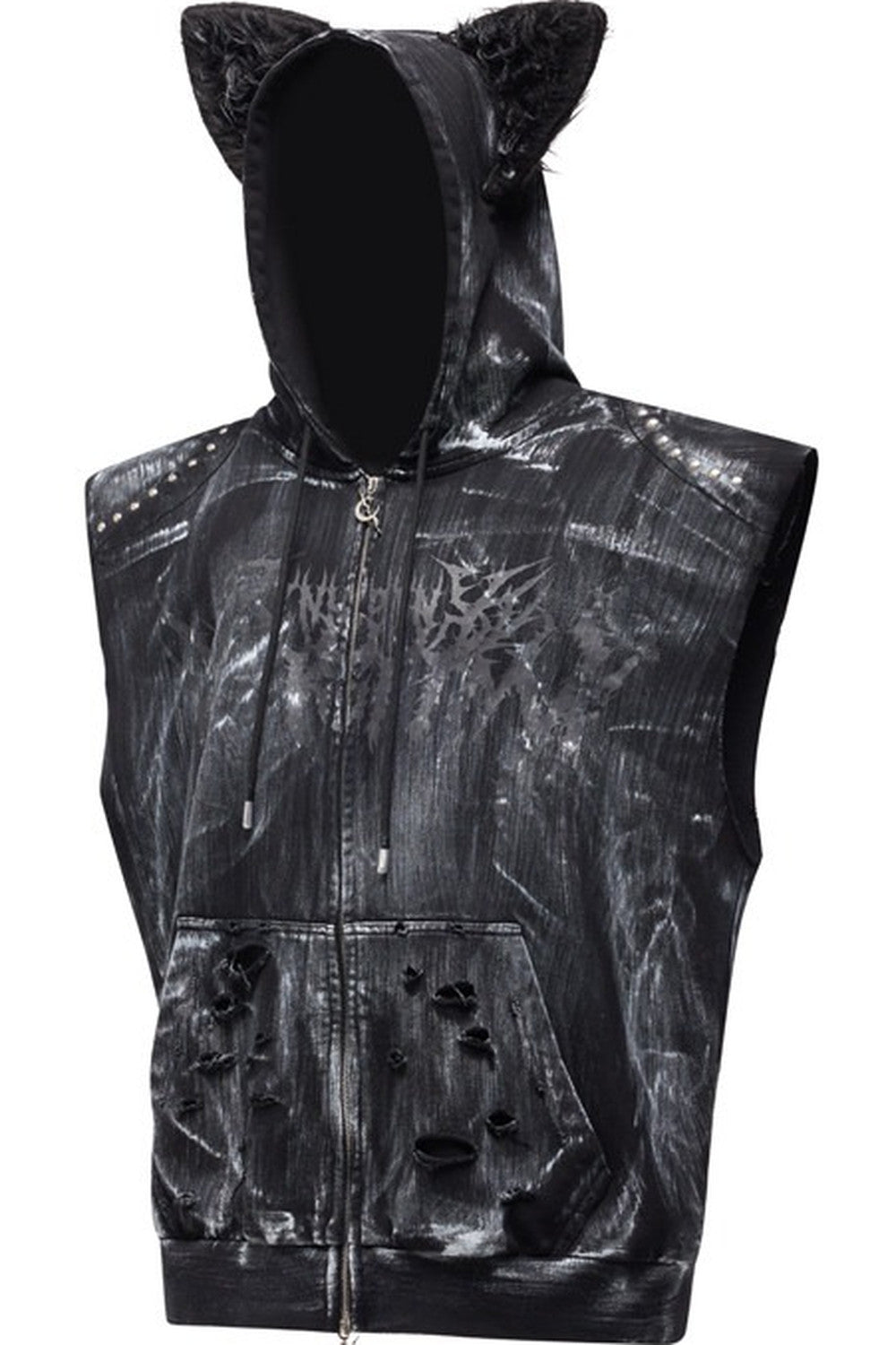Cat Ear Studded Sleeveless Jacket Vest