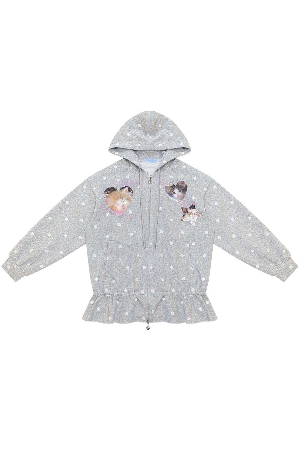 Polka Dot Heart Cat Hooded Jacket