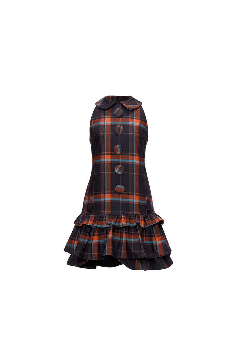 Abito raglan a quadri nero e arancione