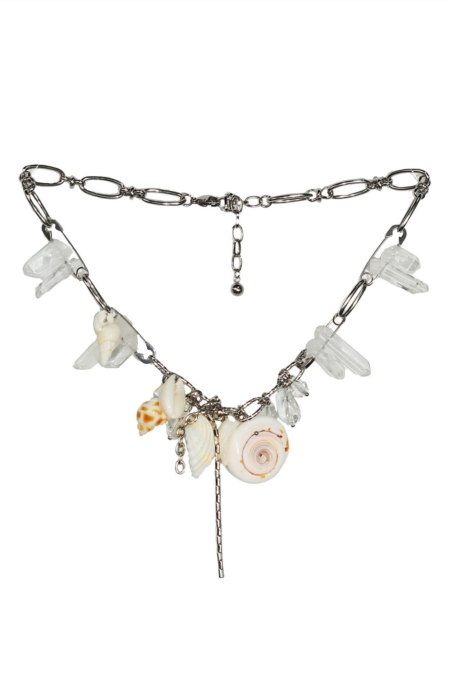 Crystal Layered Shell Pendant Necklace