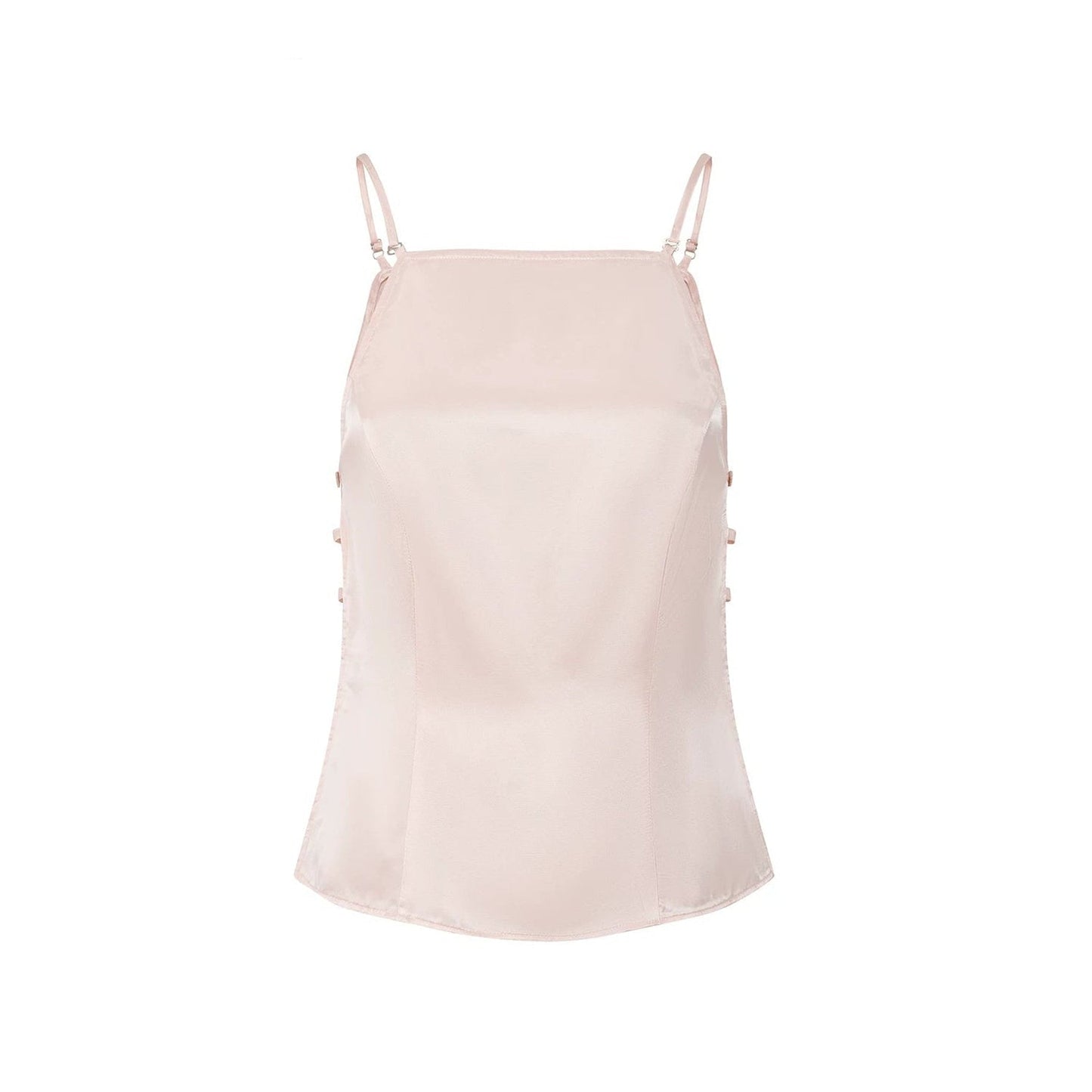 Pink Satin Hollow-Out Tank Top