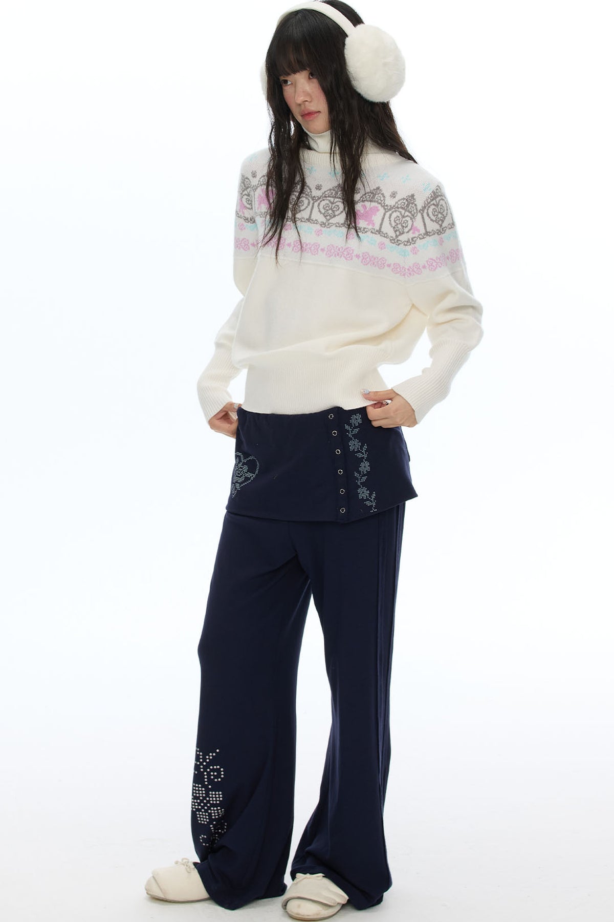 Batwing Sleeve Fair Isle Sweater