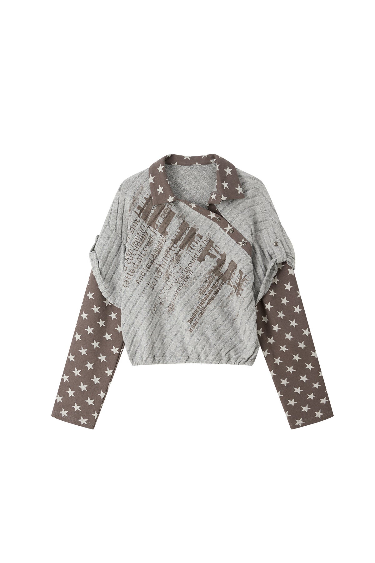 Asymmetrical Star Patchwork Long-Sleeve T-Shirt