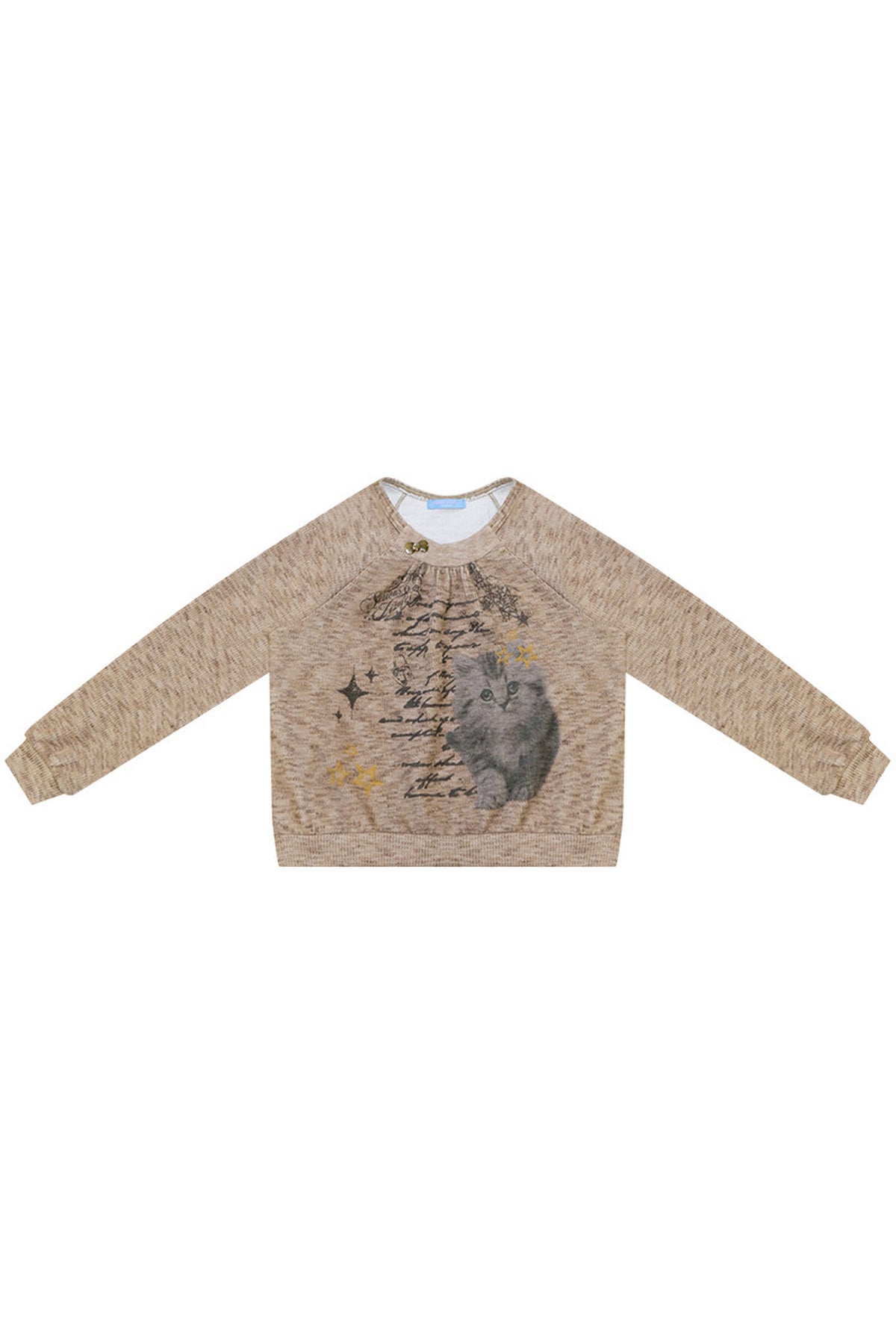 Sweatshirt mit Distressed-Katzenprint