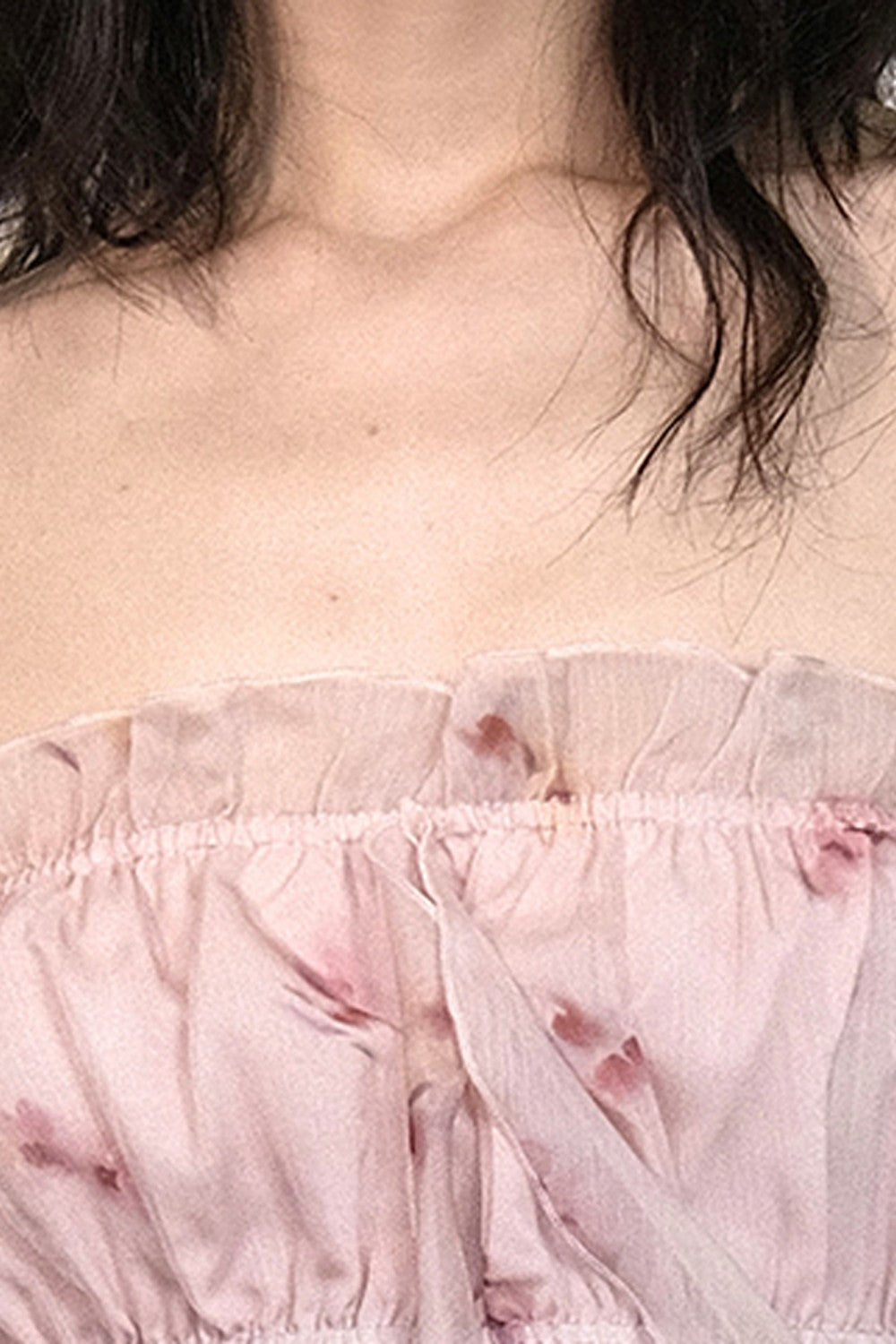Printed Ruffled Pleated Tube Top
