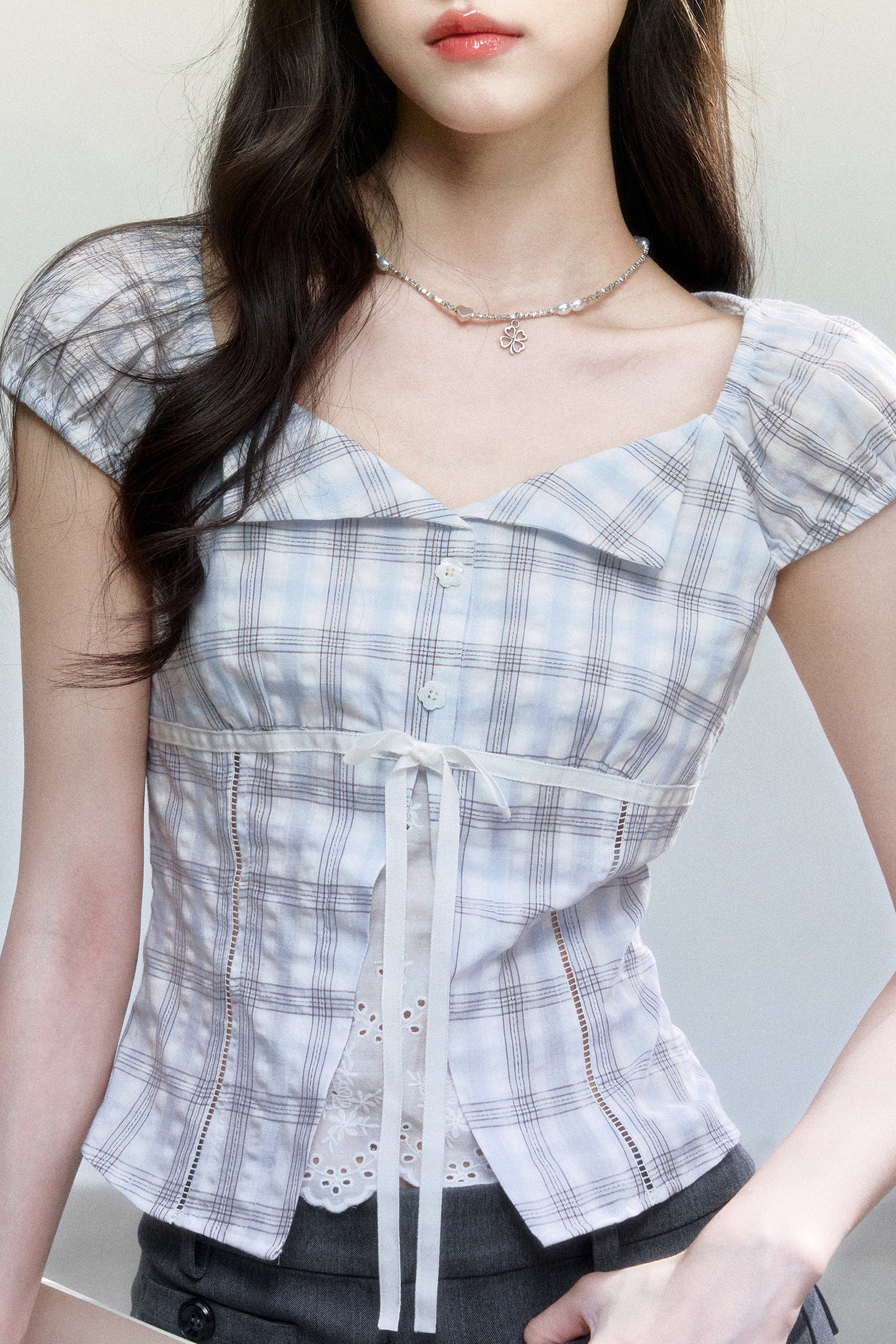 Summer Plaid Patchwork Blouse
