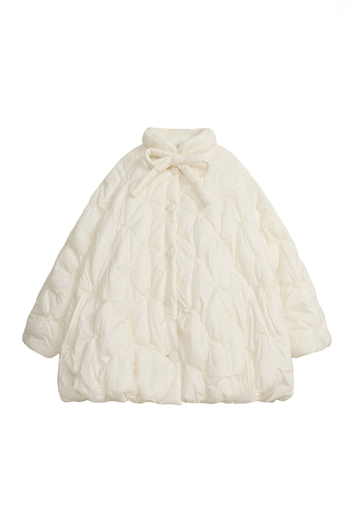 Bow Tie Floral Quilted A-Line Jacket