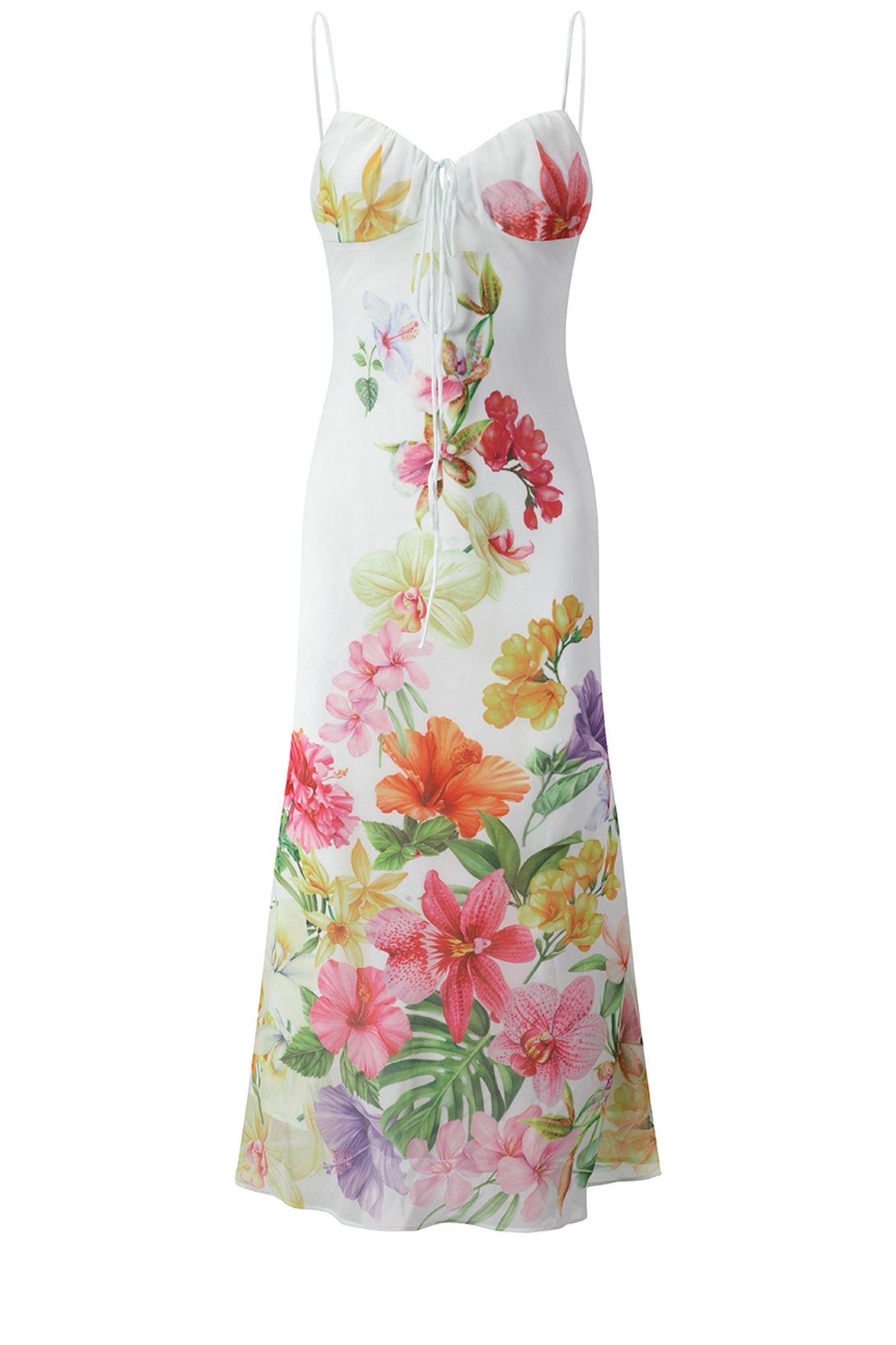 Trägerkleid mit tropischem Blumenprint