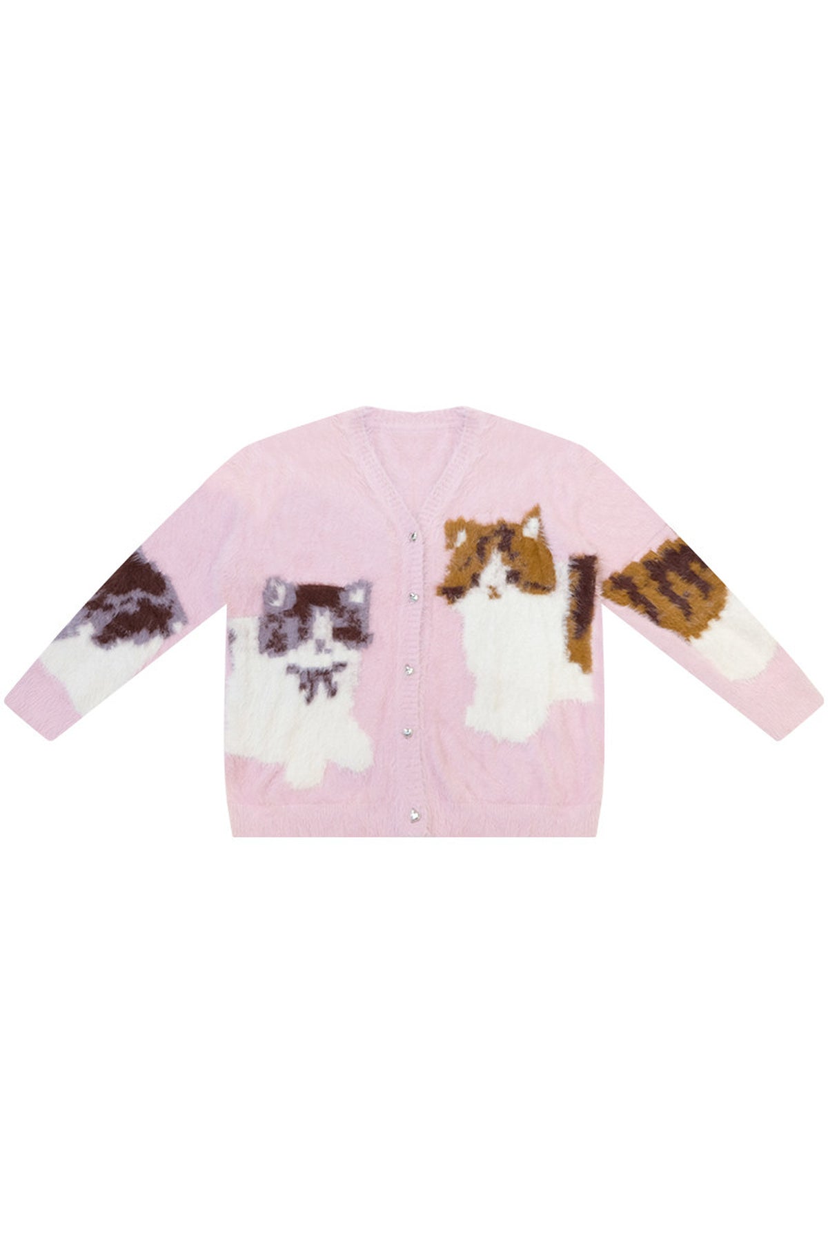 Pink Cat Knit Cardigan