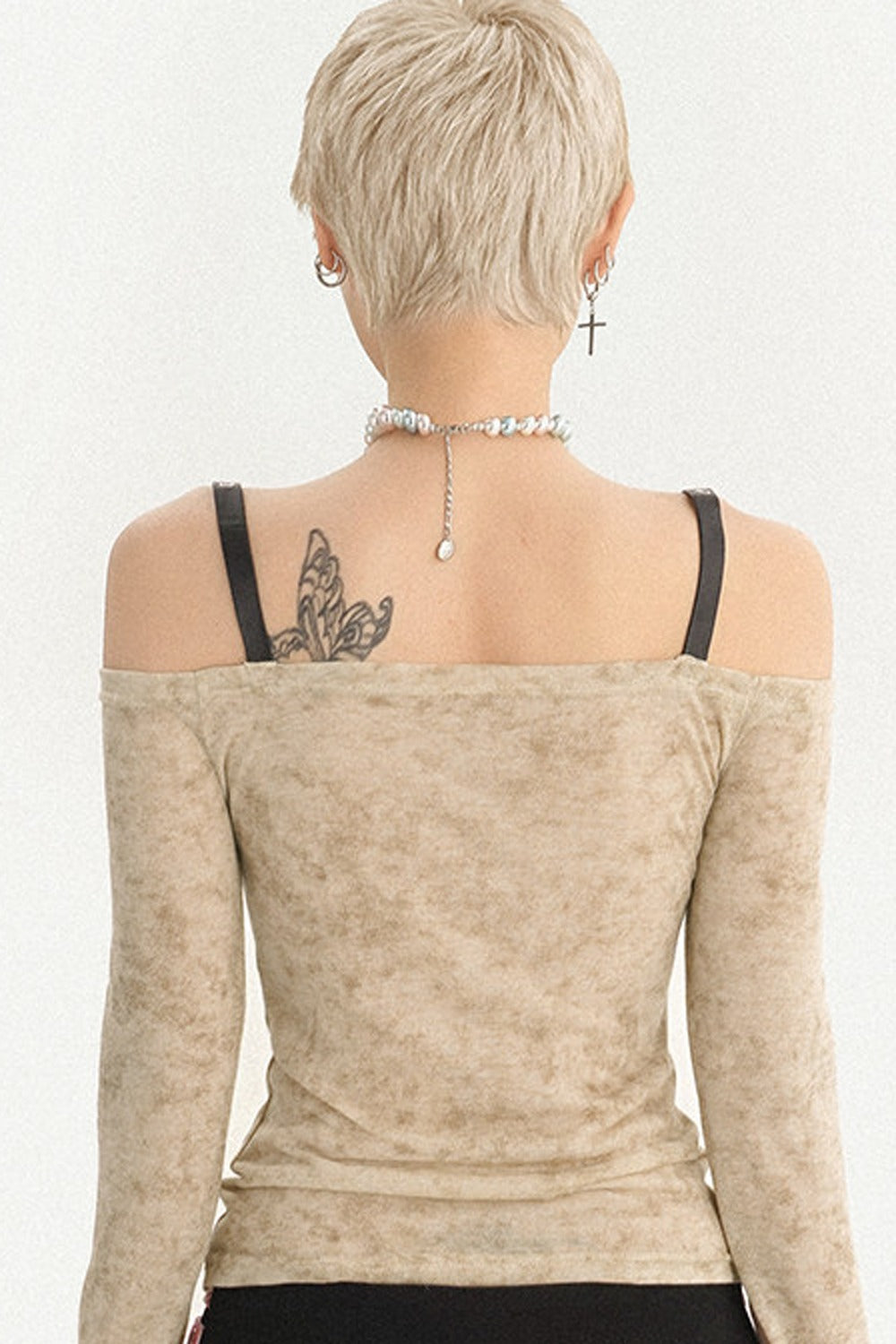 Retro Patchwork Off-Shoulder Blouse