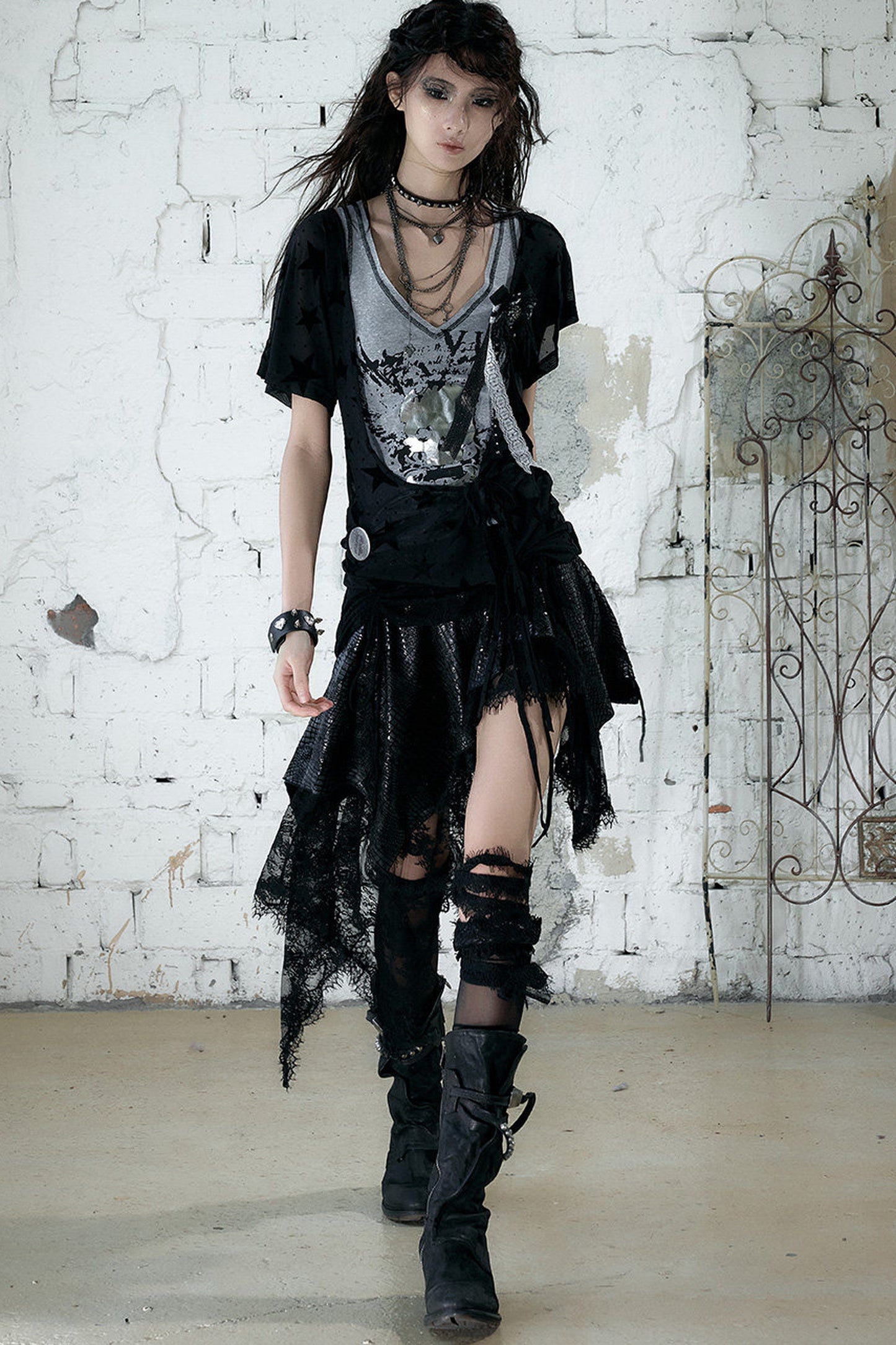 Vintage Asymmetrical Printed Top