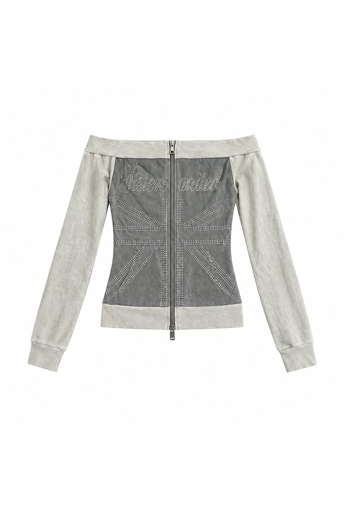 Off-Shoulder Patchwork Jacket Top