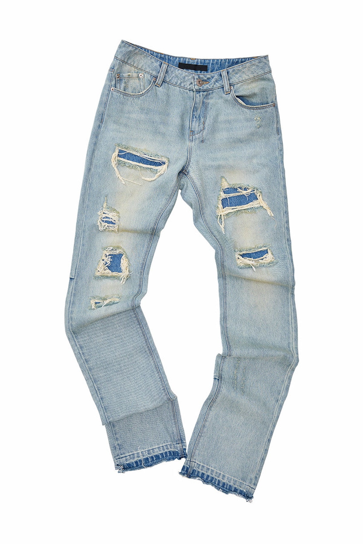 Heavy Distressed Straight Jeans