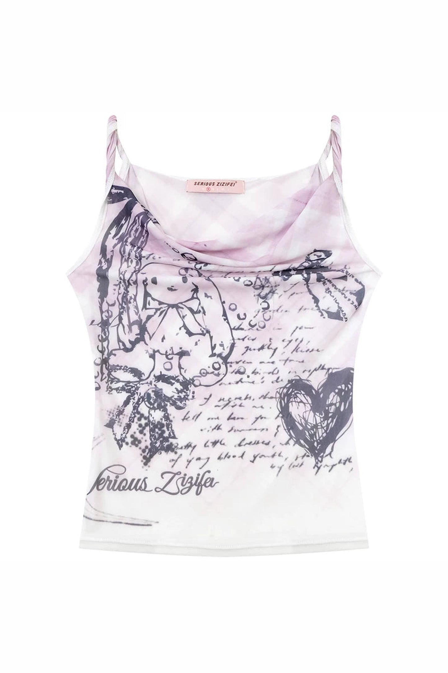 Gentle Pink Plaid Rabbit Print Tank