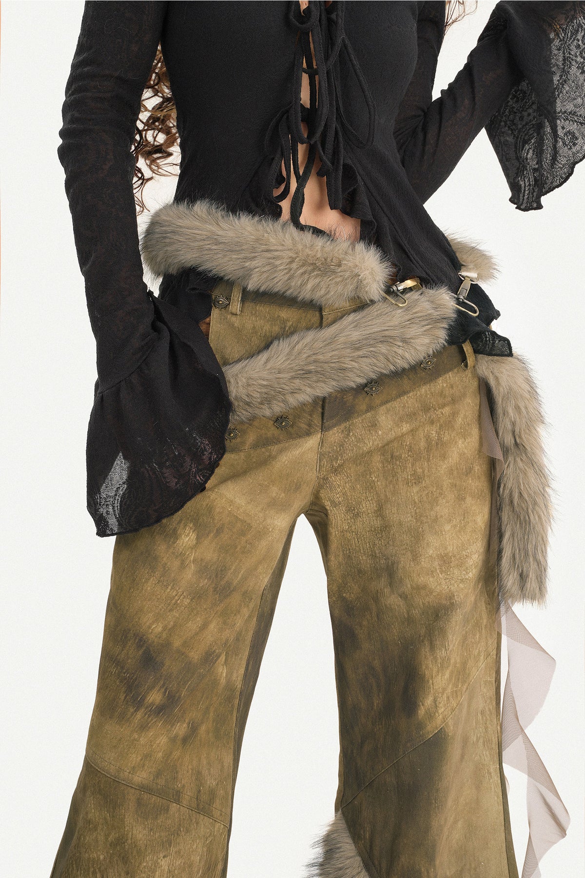 Style Plush Patchwork Wide-Leg Pants