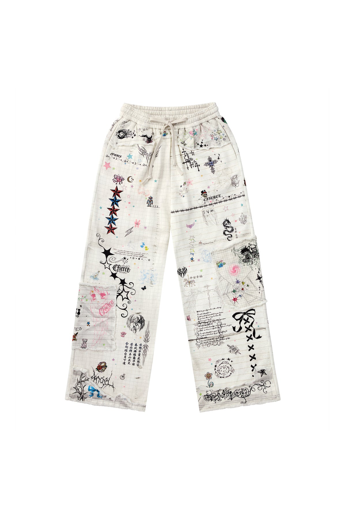 Torn Manuscript Fragmented Sweatpants