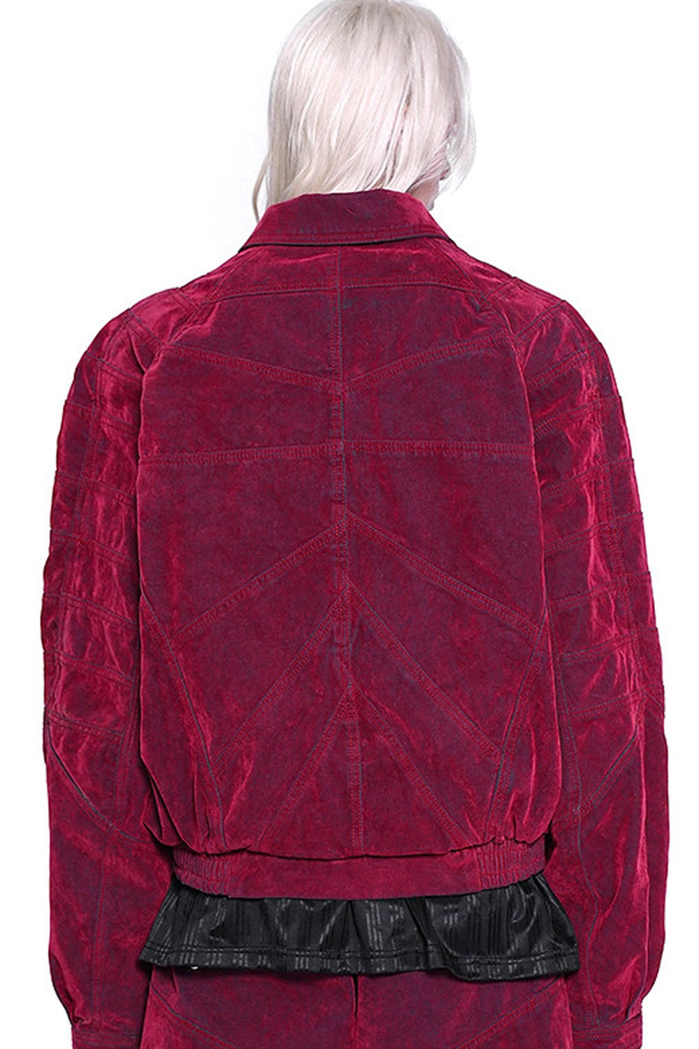 Red Ray Structure Velvet Jacket