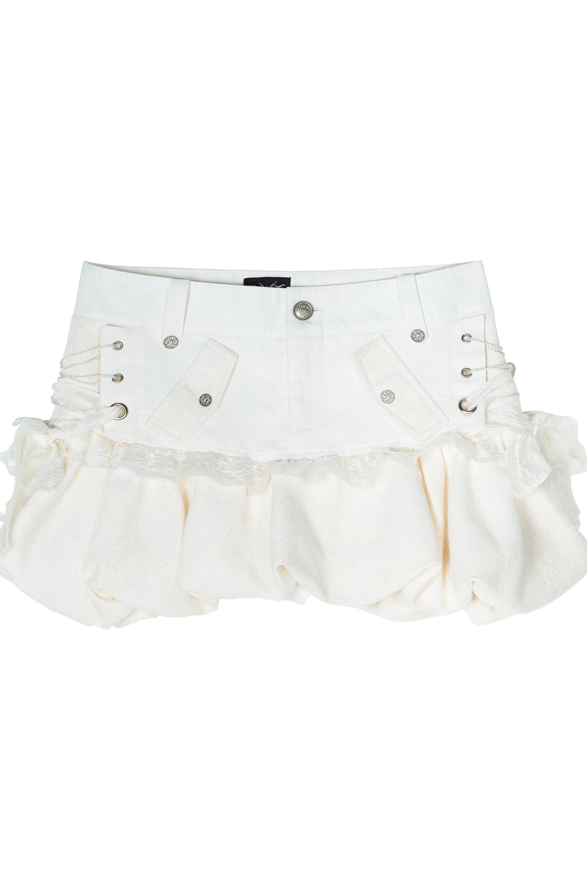 Low-Waist Patchwork Floral Bud Skirt