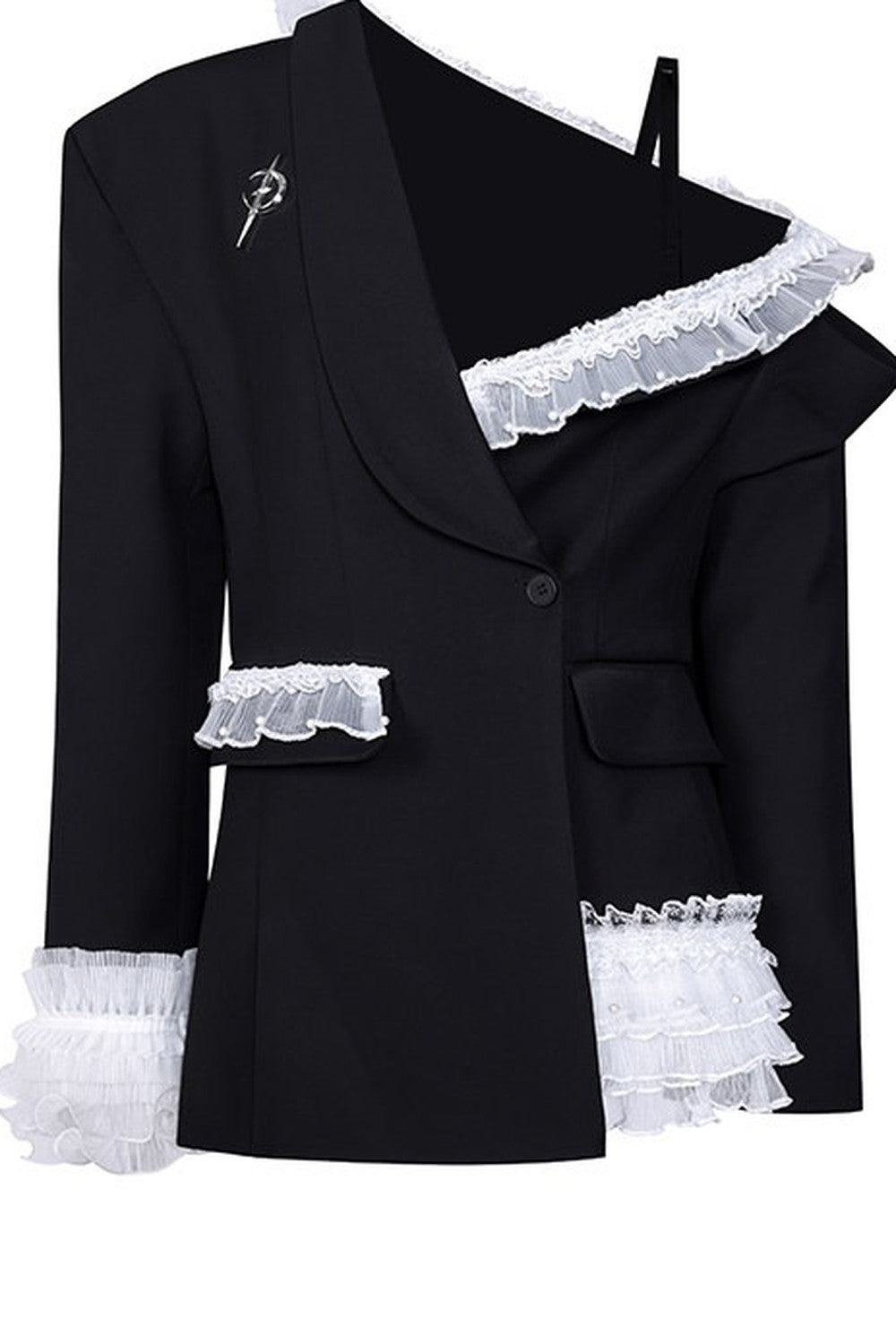 Asymmetrical Lace Blazer