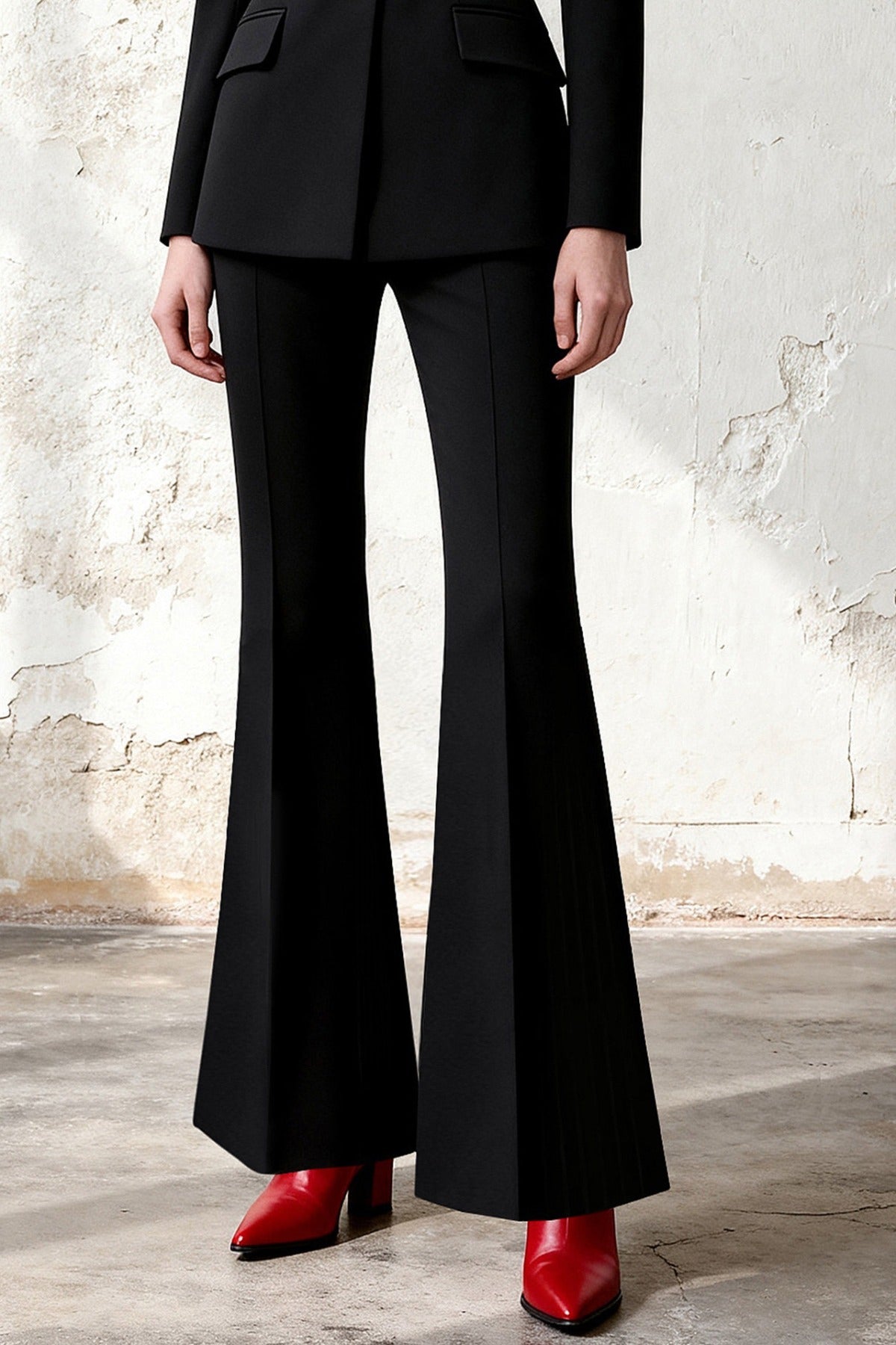 Rhinestone Blazer Flared Pants Set